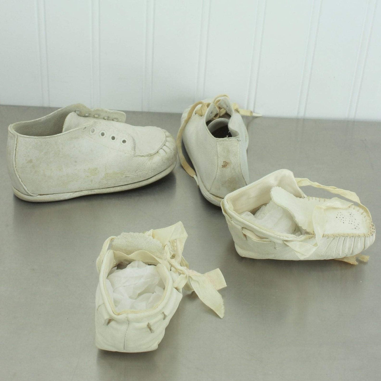 Vintage Infant Child Deerskin Leather Shoes Use Craft Dolls craft supply