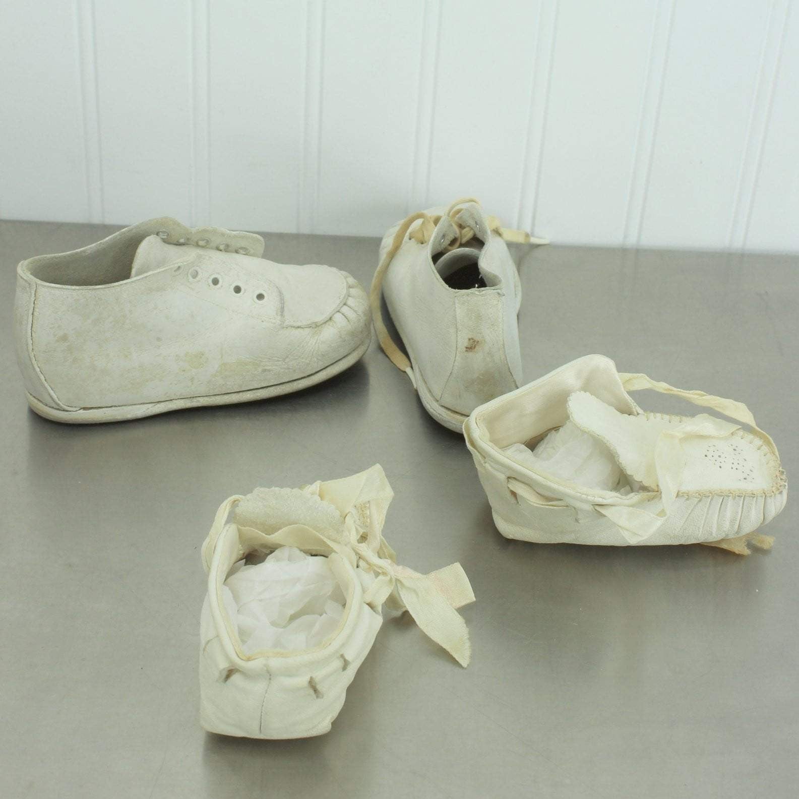 Vintage Infant Child Deerskin Leather Shoes Use Craft Dolls craft supply