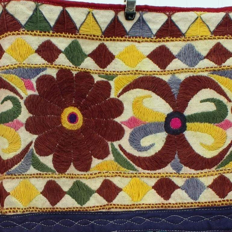 Vintage India Toran Window Door Valance - Patchwork Embroidery Flowers Fleur de Lis heavy embroidery