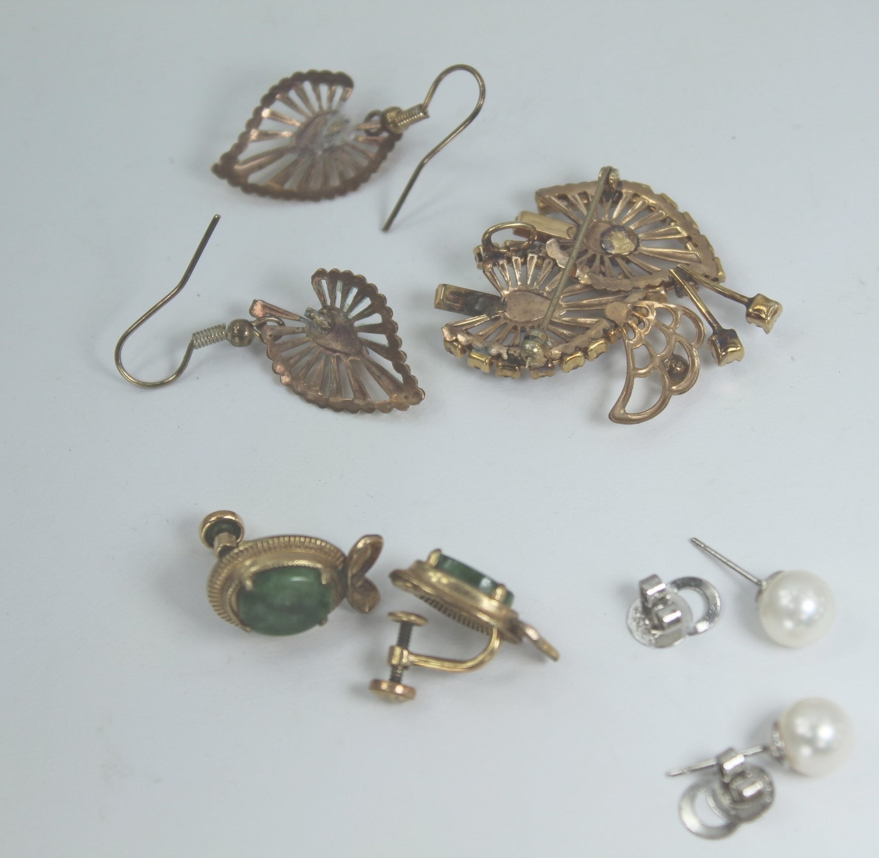 Jewelry Lot Gold Fill 9 pieces Hayward AMCO Phyllis Set Theda Heart Locket jade