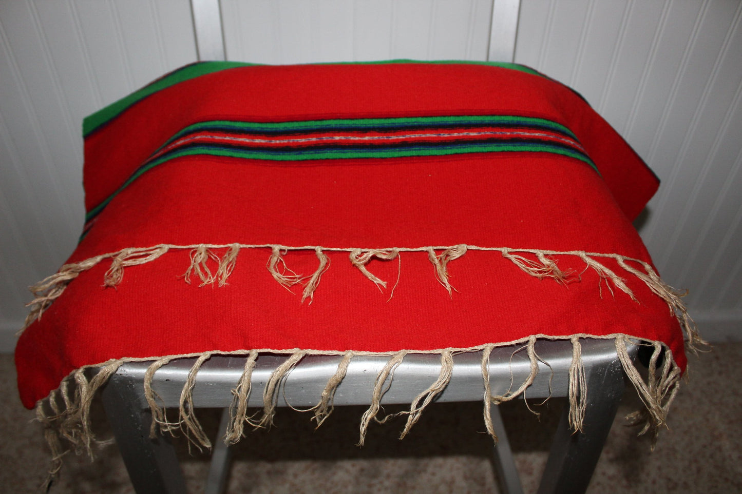 Estate Ukraine Woven Wool Runner 26" X 80" Red Royal Blue Green stripe