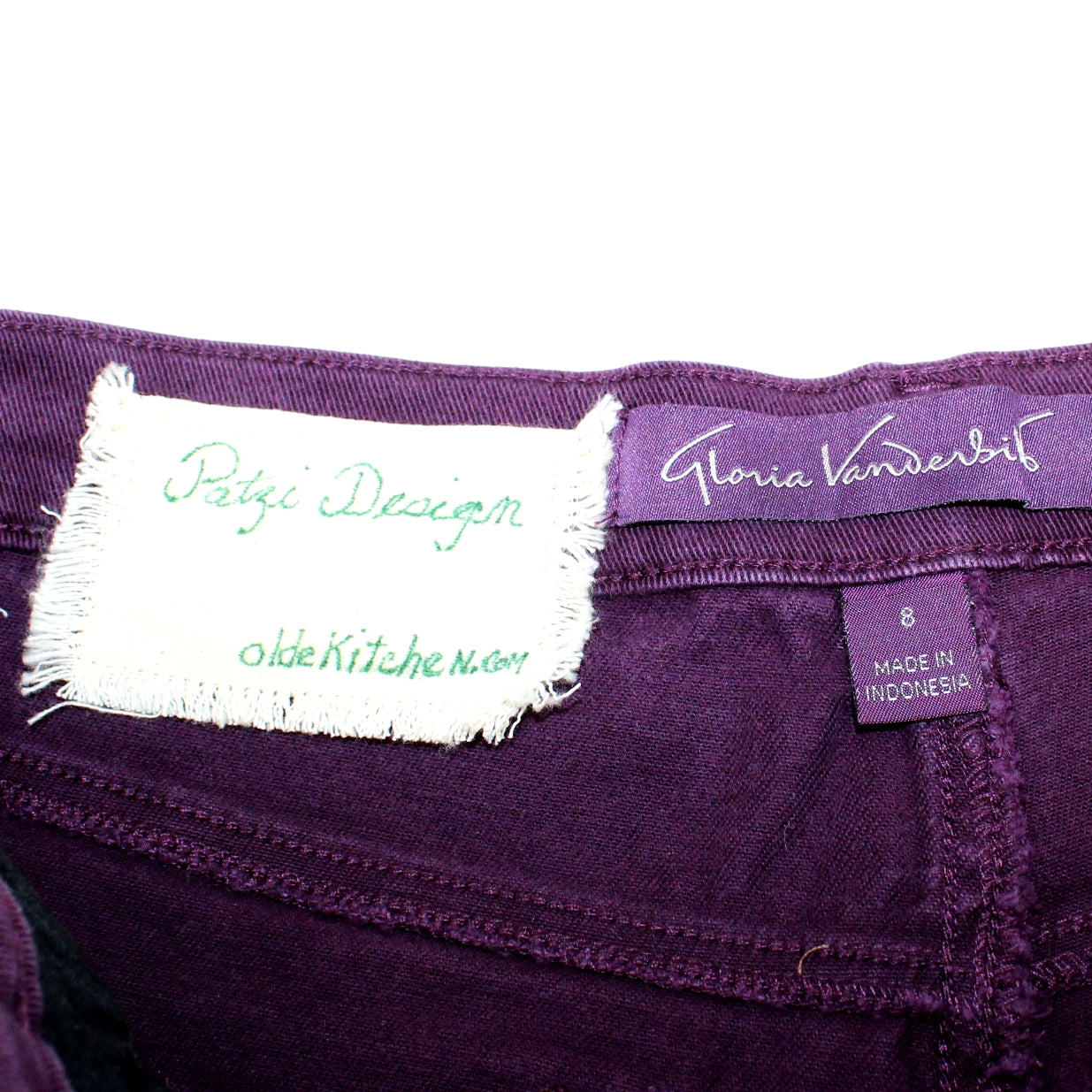Gloria Vanderbilt Purple Jeans Patzi Design Embroidery Flower Basket Size 8 Short maker and patzi tags