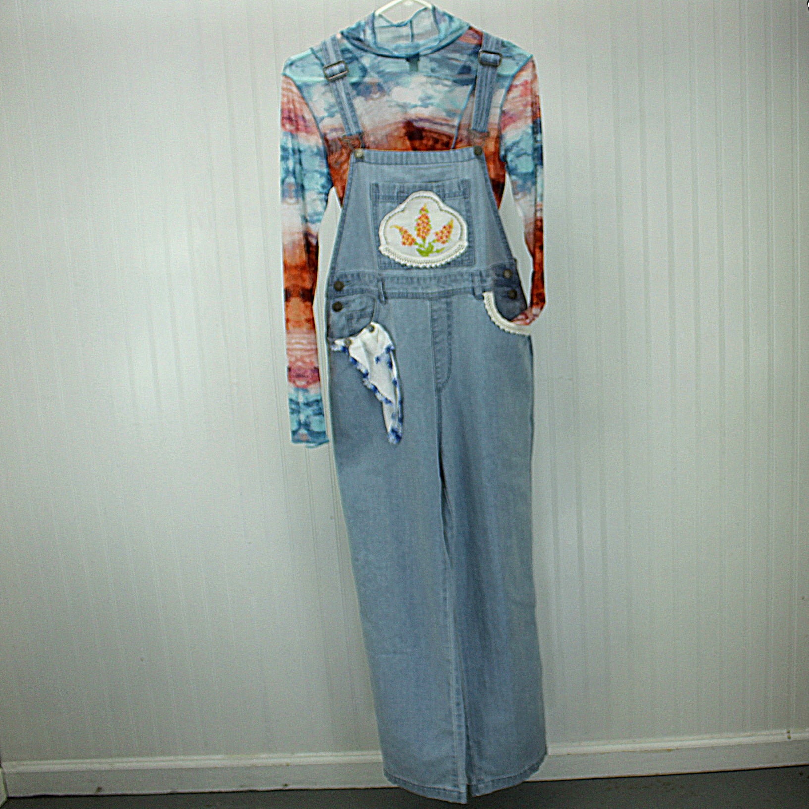 Universal Threads New Overalls Wild Fable Shirt Patzi Design Embroidery 2 piece coordinating ensemble