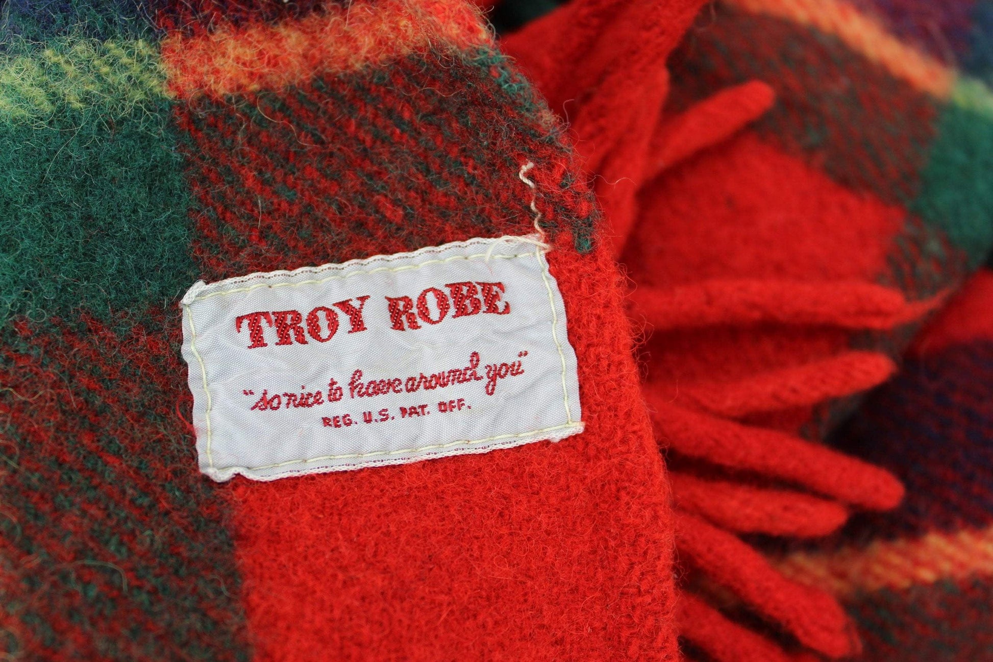 Troy Robe USA Wool Throw - Leisure Blanket Red Plaid Green Blue troy so nice to have around you
