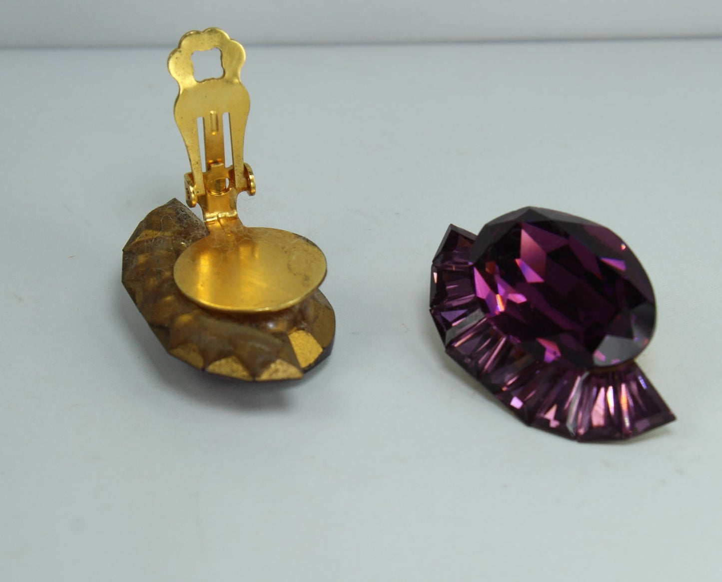 Huge Earrings Deep Amethyst Color Faceted Brilliant Runway Vibrant collectibles