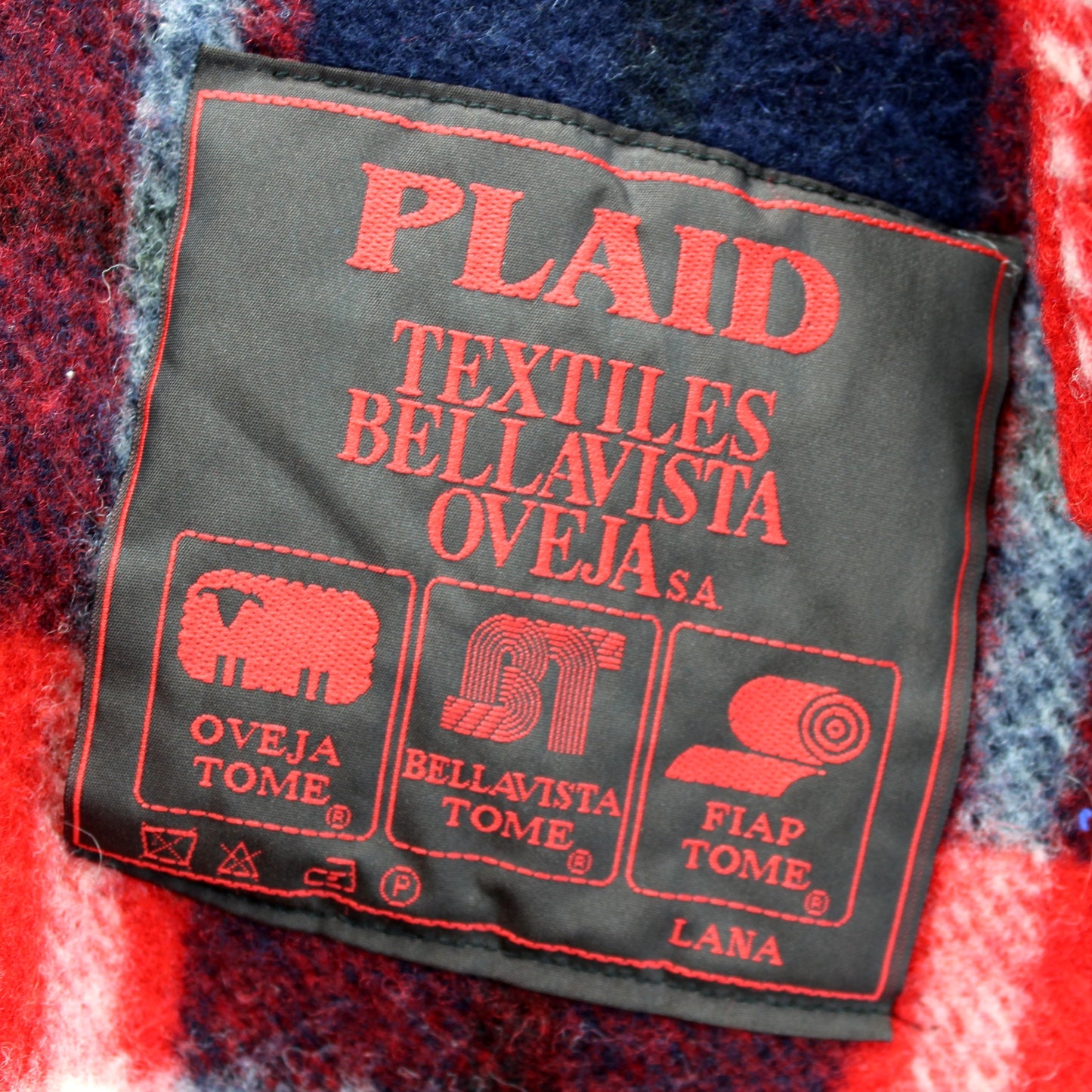 Bellavista Oveja Wool Throw Blanket Red White Blue Black Plaid 56" X 65" 2 Available  lana dry clean