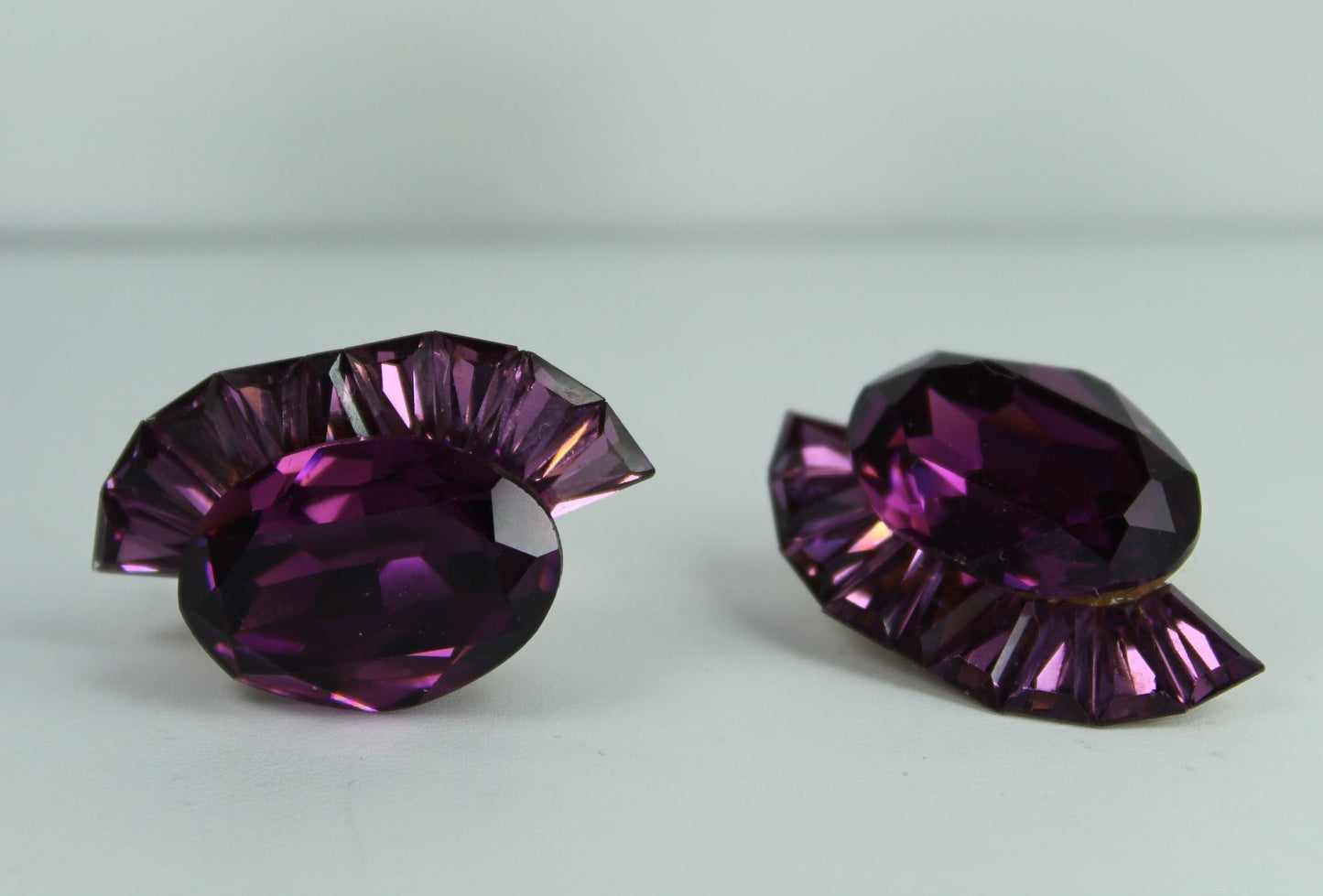 Huge Earrings Deep Amethyst Color Faceted Brilliant Runway Vibrant unique