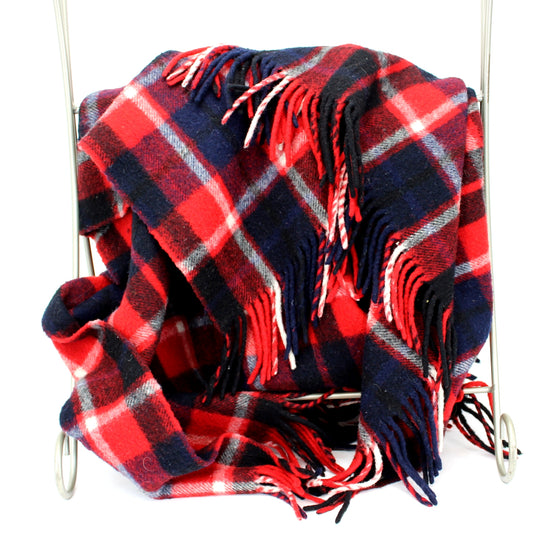Bellavista Oveja Wool Throw Blanket Red White Blue Black Plaid 56" X 65" 2 Available