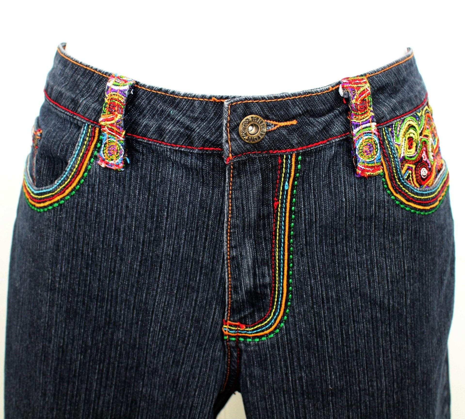 Brighton Blues Embroidered Jeans - Capri Length Size 8 decorated pockets