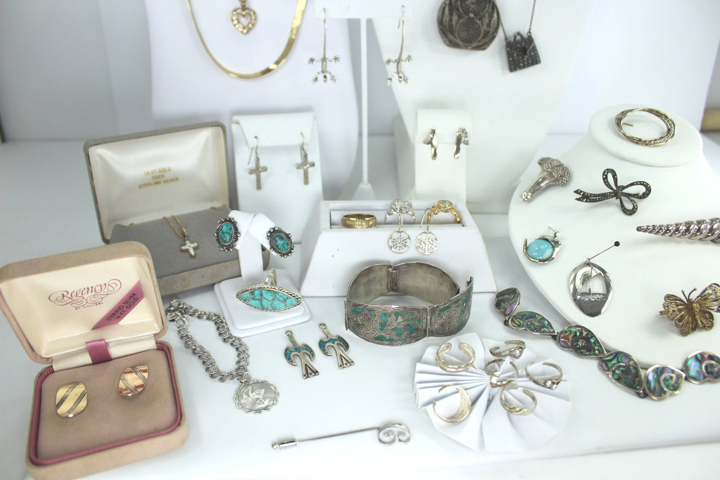 Estate Jewelry Lot Sterling 925 800 Silver 34 Pieces Mexico Breakell Abalone Danecraft PJM collectible