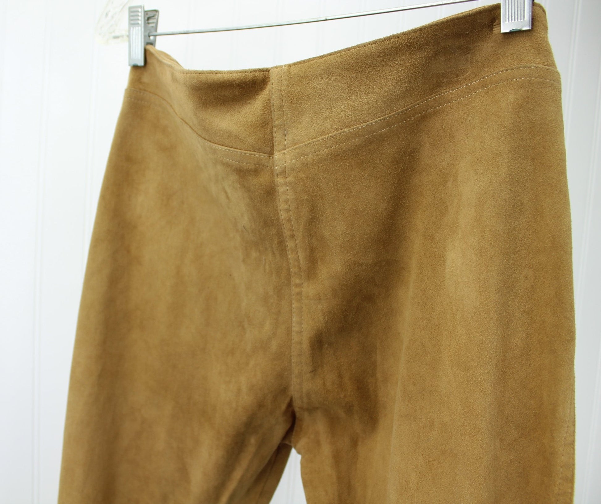 Jean Claude Jitrois France Vintage Womens Suede Leather Pants - Flare Leg Chevre Velour Size 40  - 32" Waist vintage estate