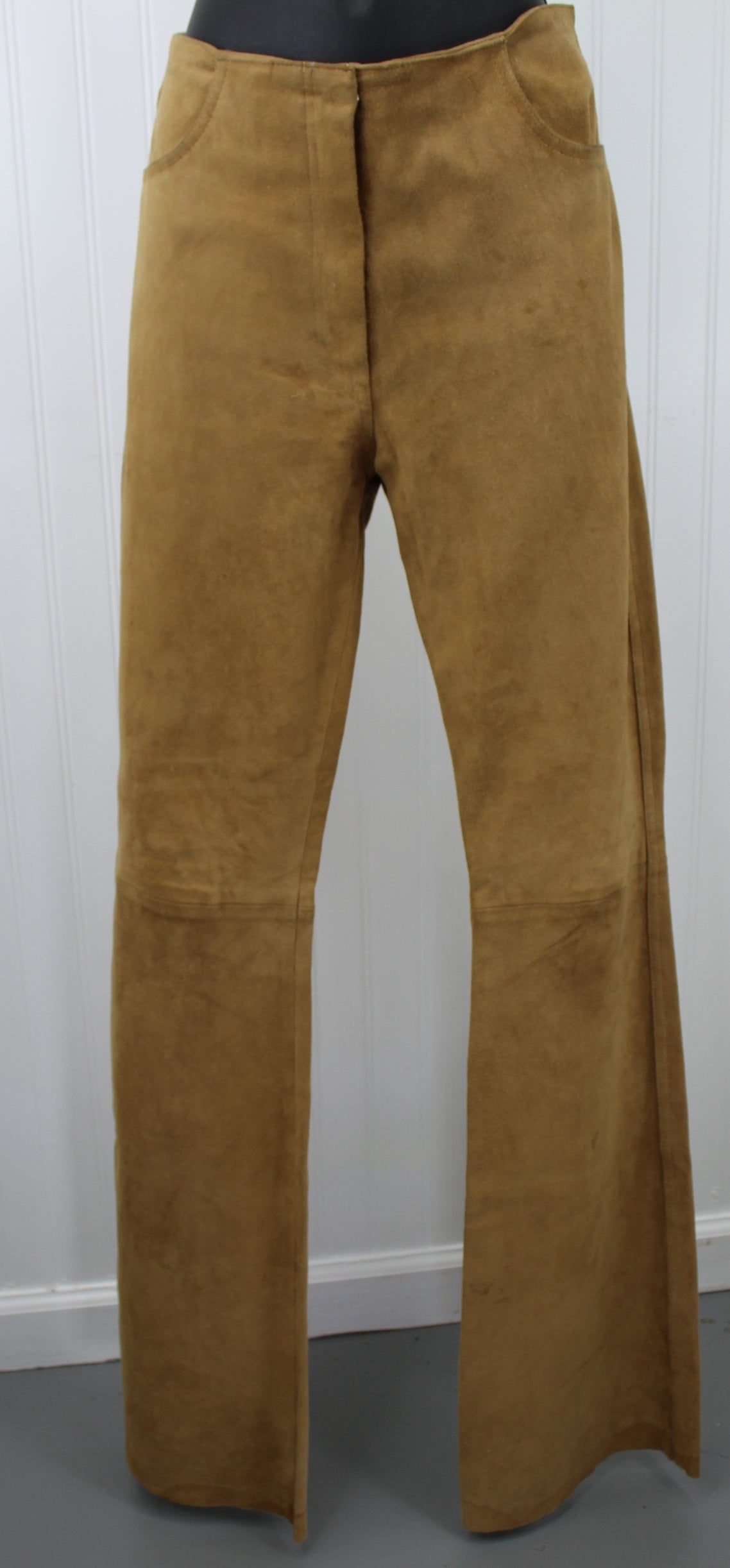 Jean Claude Jitrois France Vintage Womens Suede Leather Pants - Flare Leg Chevre Velour Size 40  - 32" Waist bohemian cut
