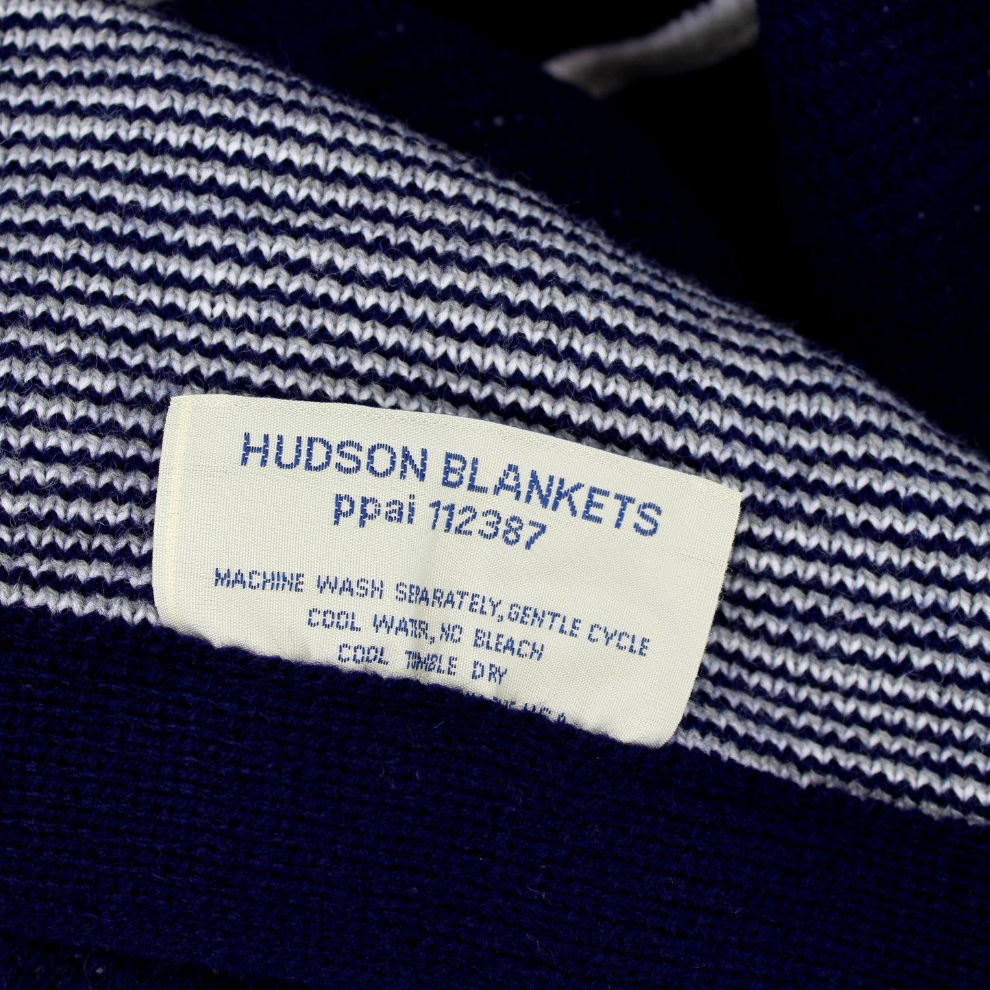 Hudson Blankets Acrylic Sweater Knit Throw Blanket Washington TWP Fire Dept  Gloucester County NJ orig maker tag with care instructions