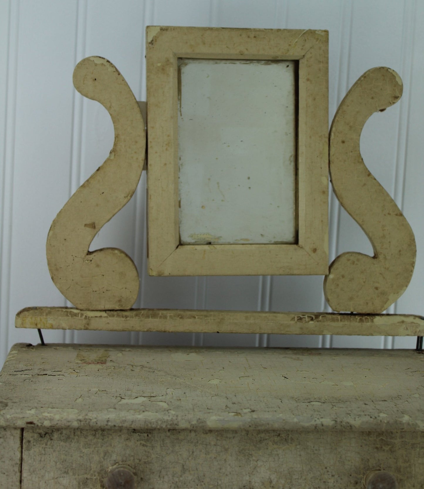 Old Collectible Doll Dressser TLC Wanted - Wood Hand Made Harp Mirror DIY fun project