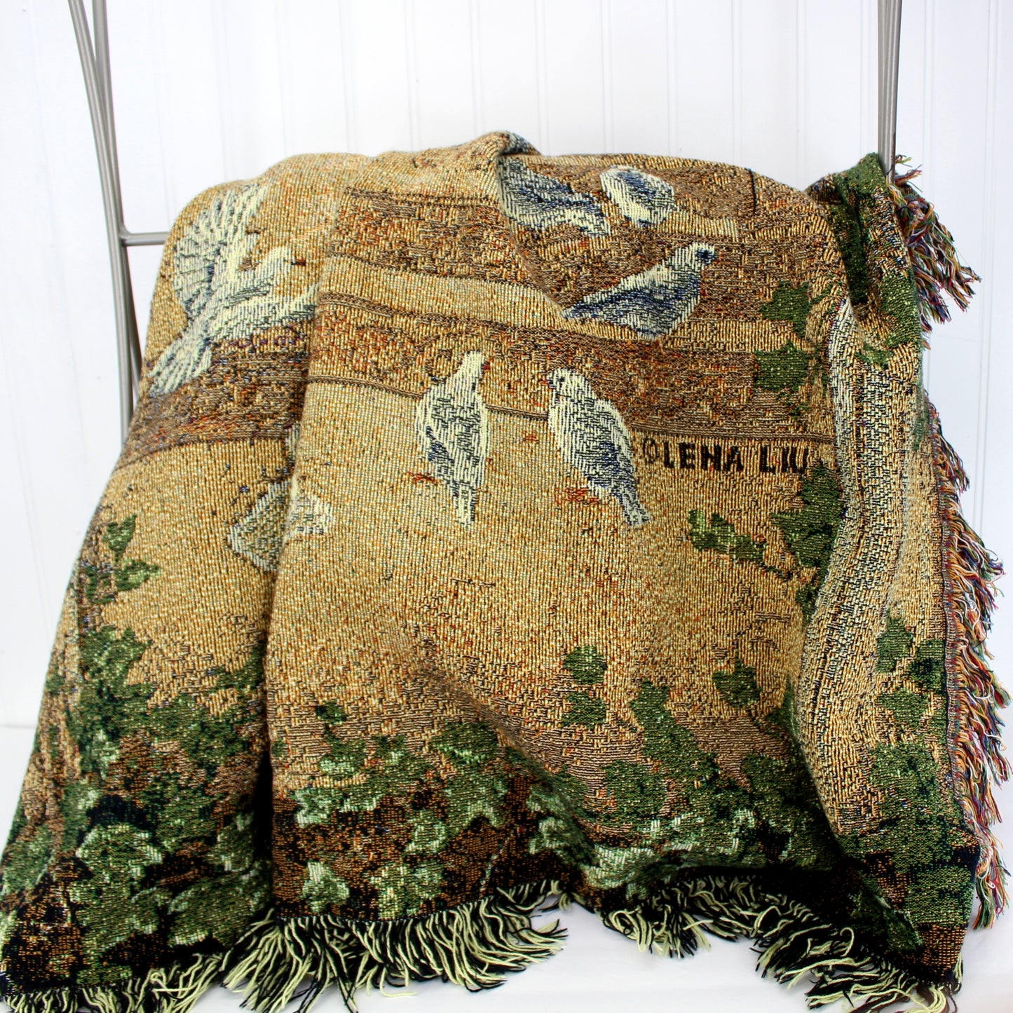Lena Liu Angel Design Cotton Throw Blanket Manual Textile North Carolina doves of peace