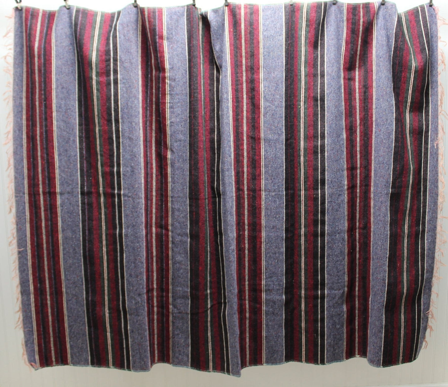 Unbranded Blanket Travel Rug - Loomed Cotton Blend Blues Purples Stripes - 80" X 58" Decor OOAK - Olde Kitchen & Home