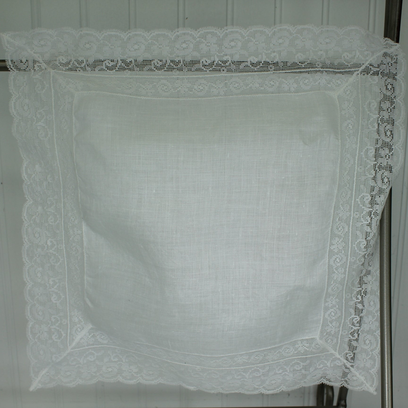 Collection 4 White Wedding Handkerchiefs Swiss Monogram Dbl Lace DIY Crafts double lace edging fine sheer linen