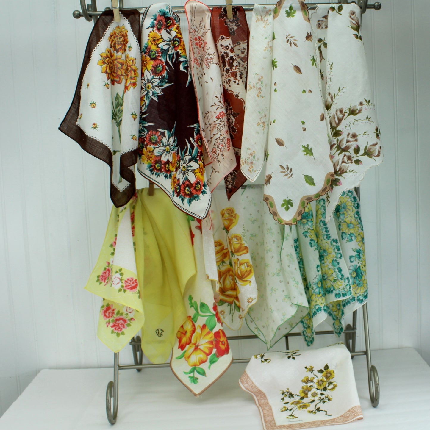 Collection 17 Handkerchiefs in Hand Made Foldup Case DIY Repurpose Lot
