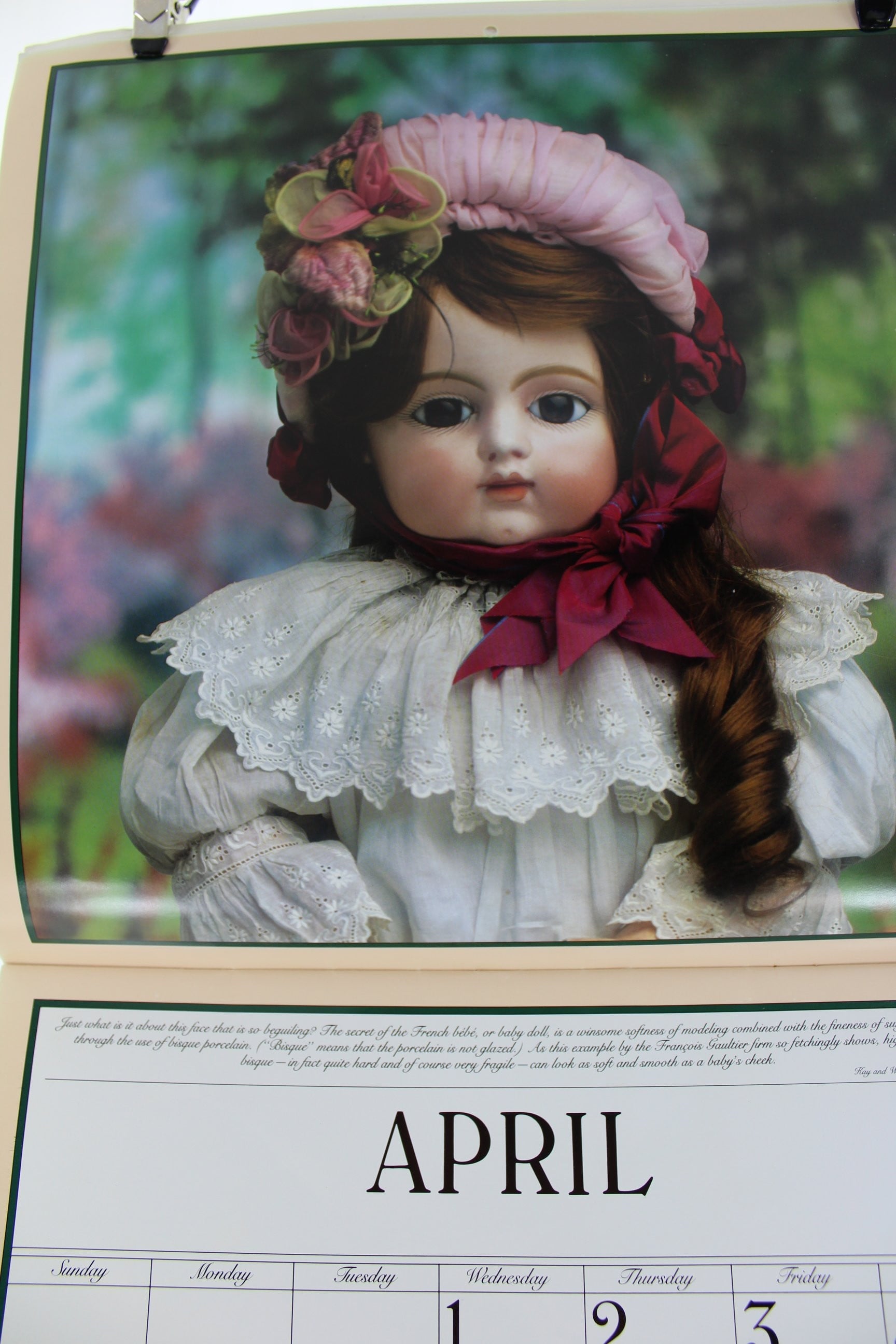 Vintage Dolls Calendar 1987 Collectible Doll Clothes Reference victorian dolls