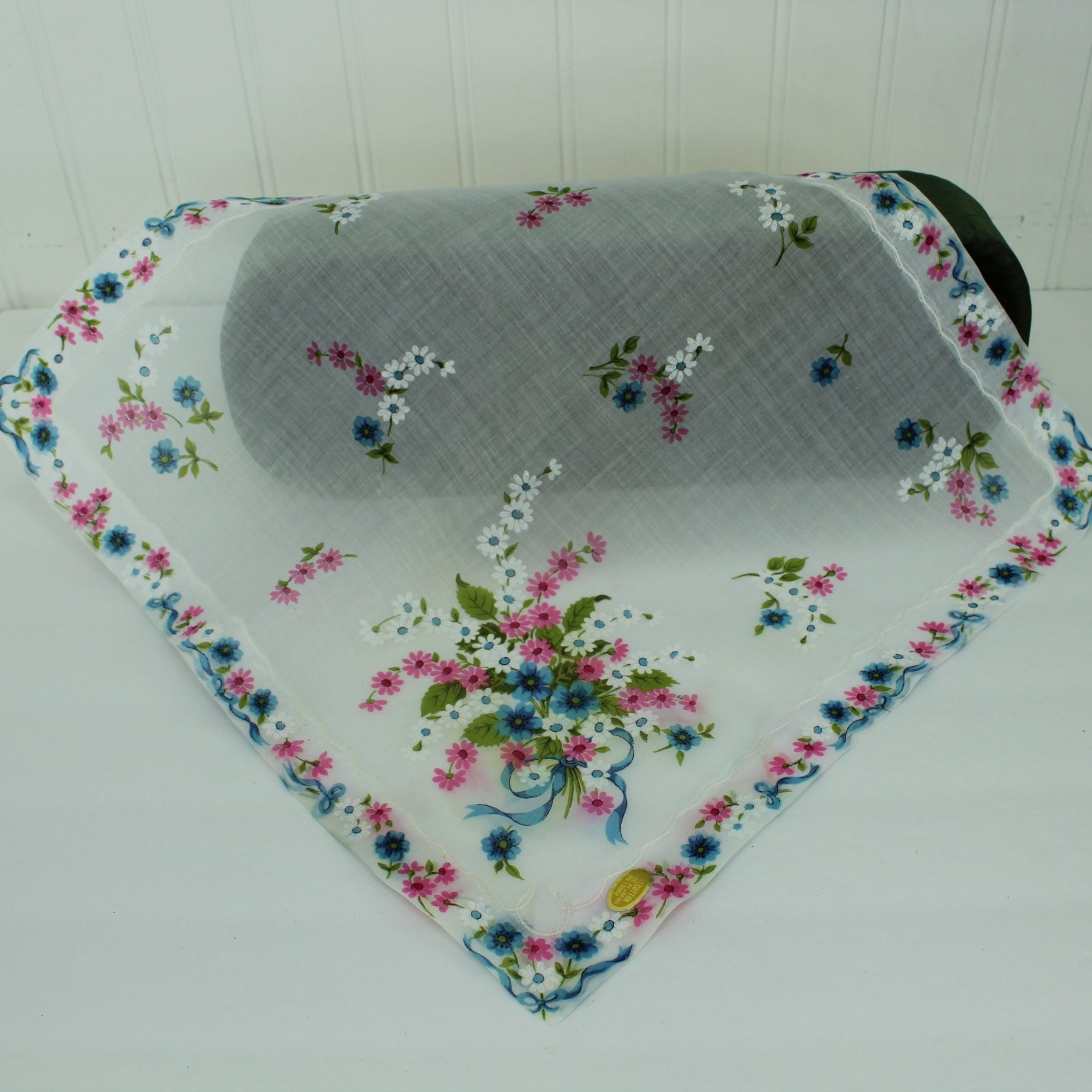 Floral Handkerchief Vintage New Switzerland Linen Handkerchief Pastel Wedding