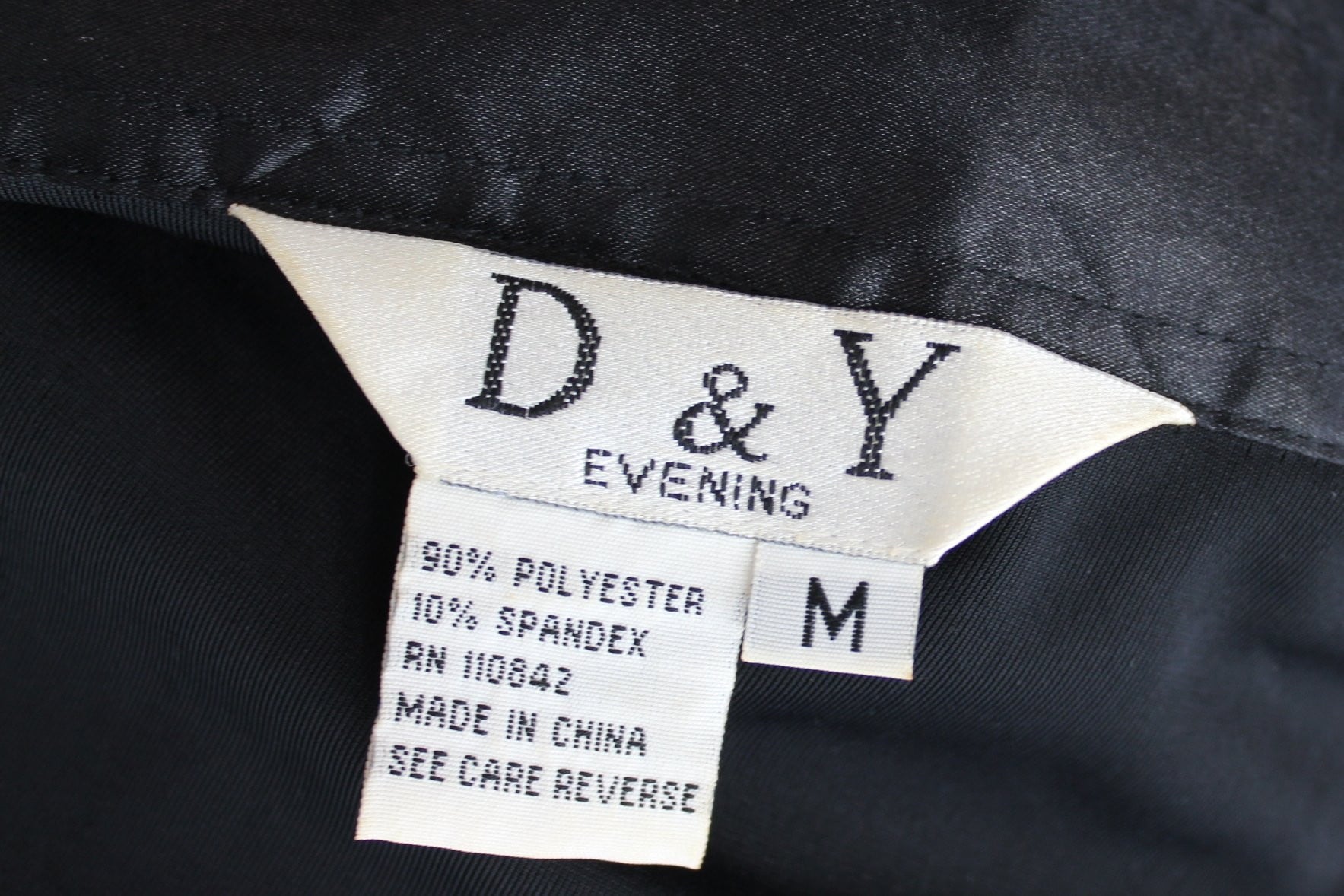 D & Y Evening Jacket - Unlined Black Velveteen Ribbon Ties - Medium original tags poly spandex