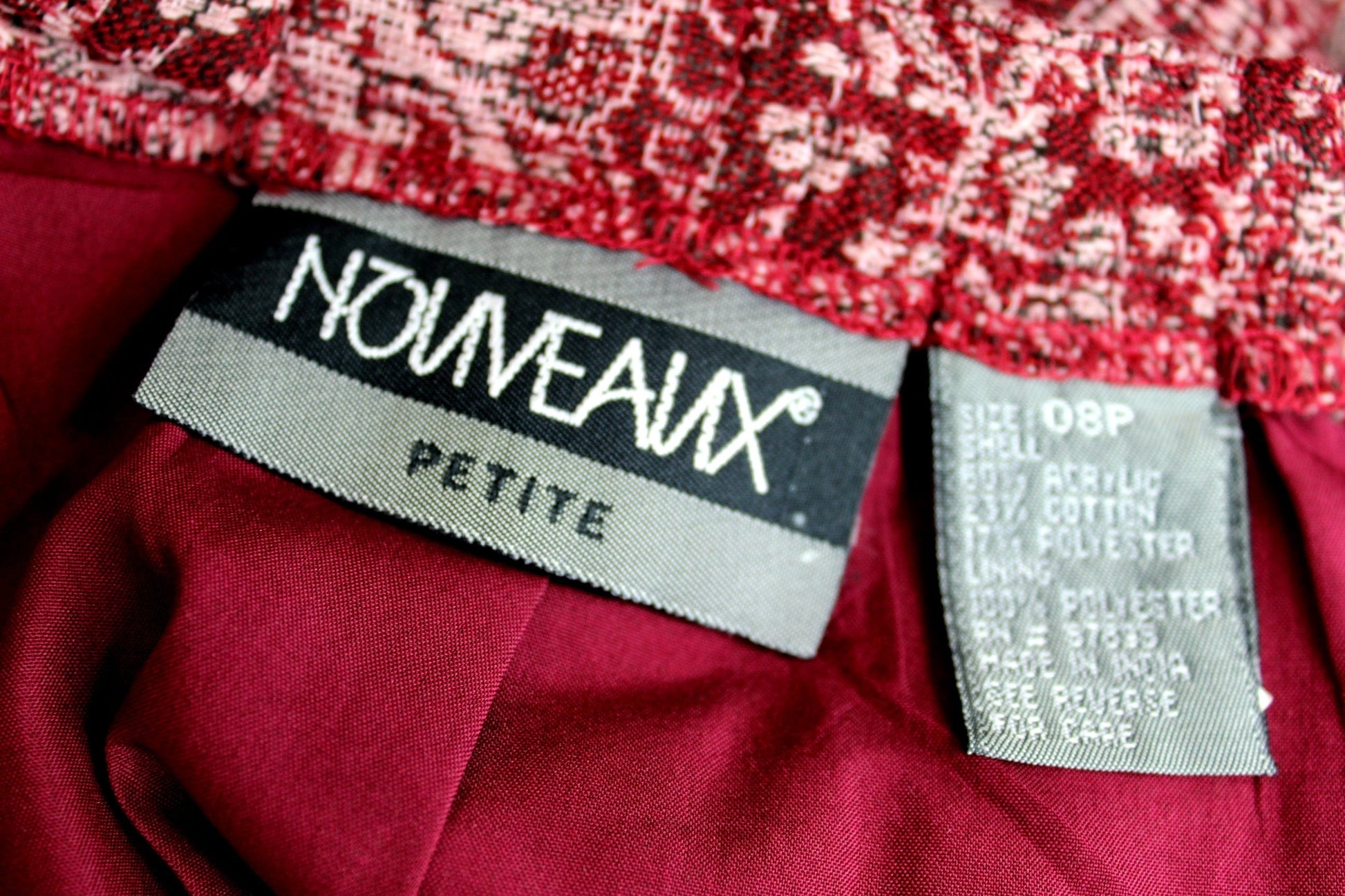 Nouveaux Petite Skirt Paisley Shades of Wine With Tiny Sparkles Fringe blend acrylic cotton poly