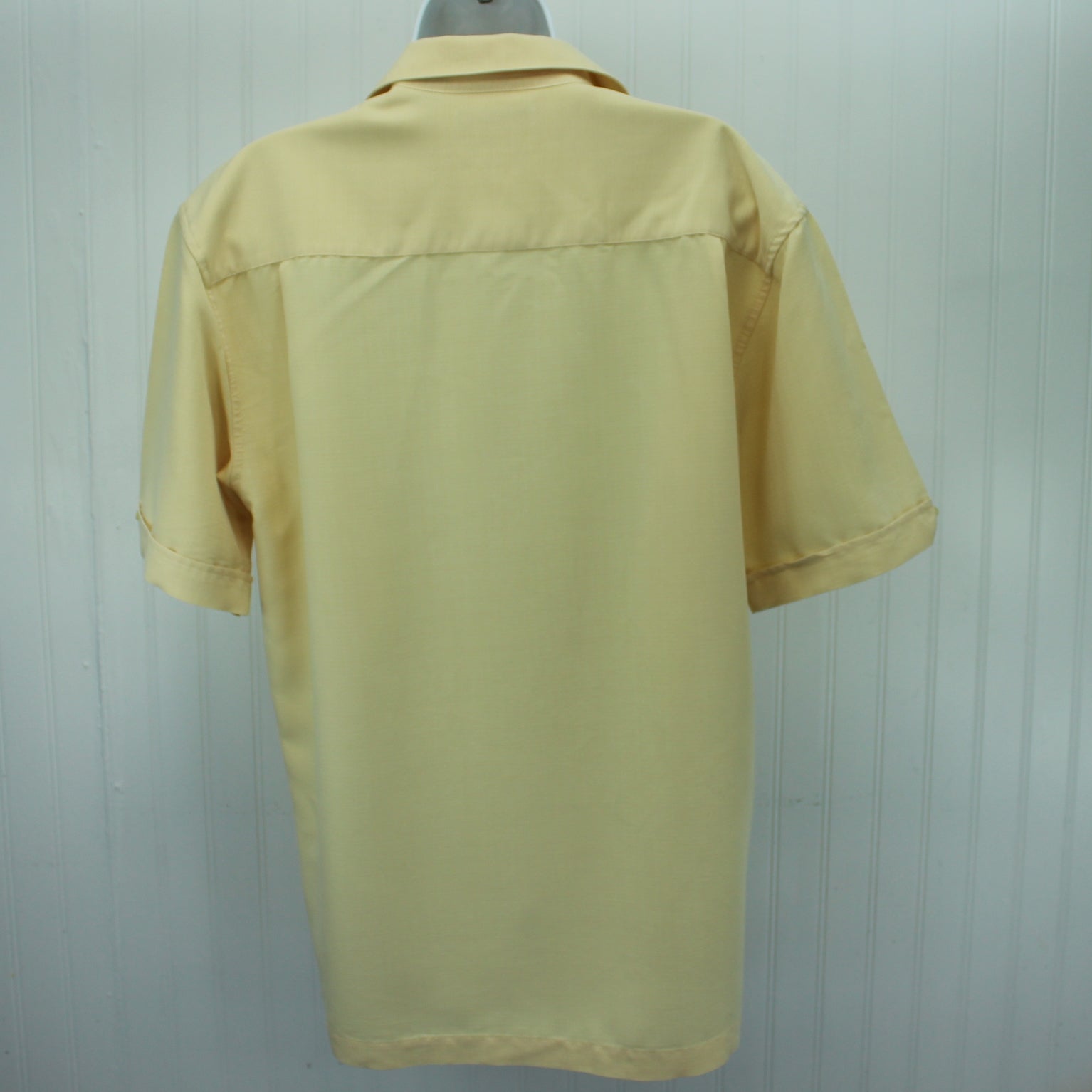 Cubavera Shirt Cream Color Tucked Blue Stitched Front M/M Chest 45" back version view