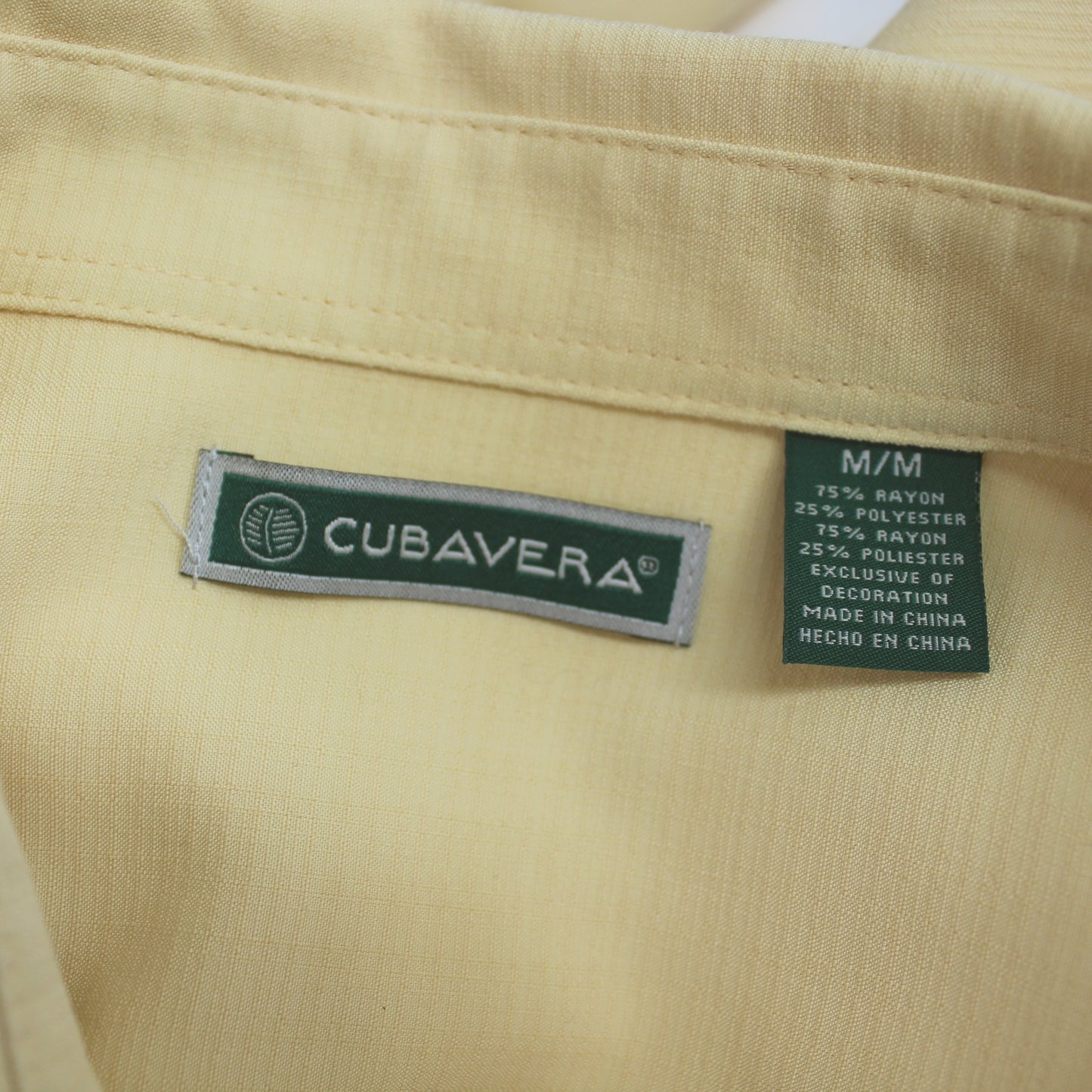 Cubavera Shirt Cream Color Tucked Blue Stitched Front M/M Chest 45" orig tags care and maker