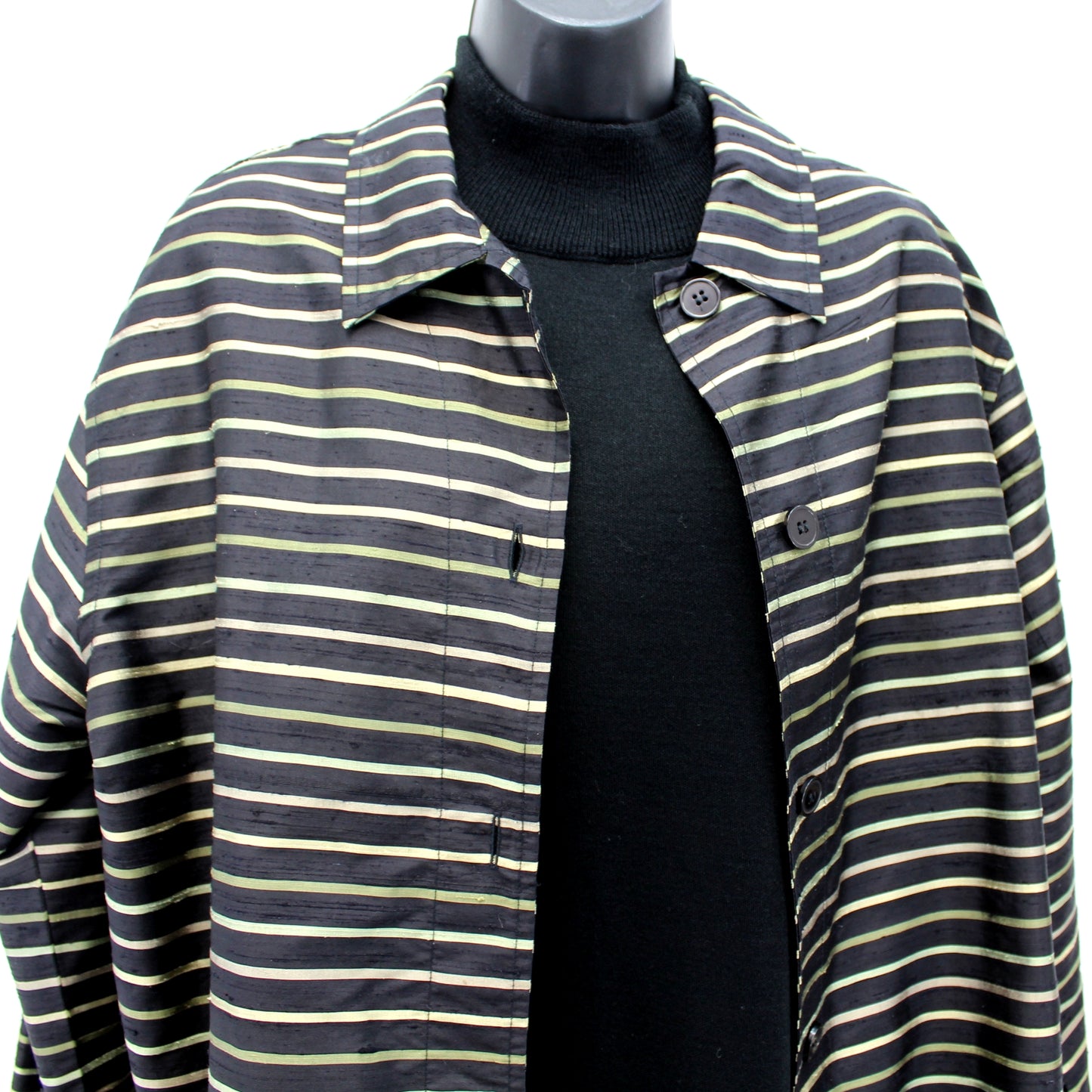 Koret Acrylic LBD with Silk Metallic Stripe Jacket JM Collection Both marked L jacket detail turtleneck
