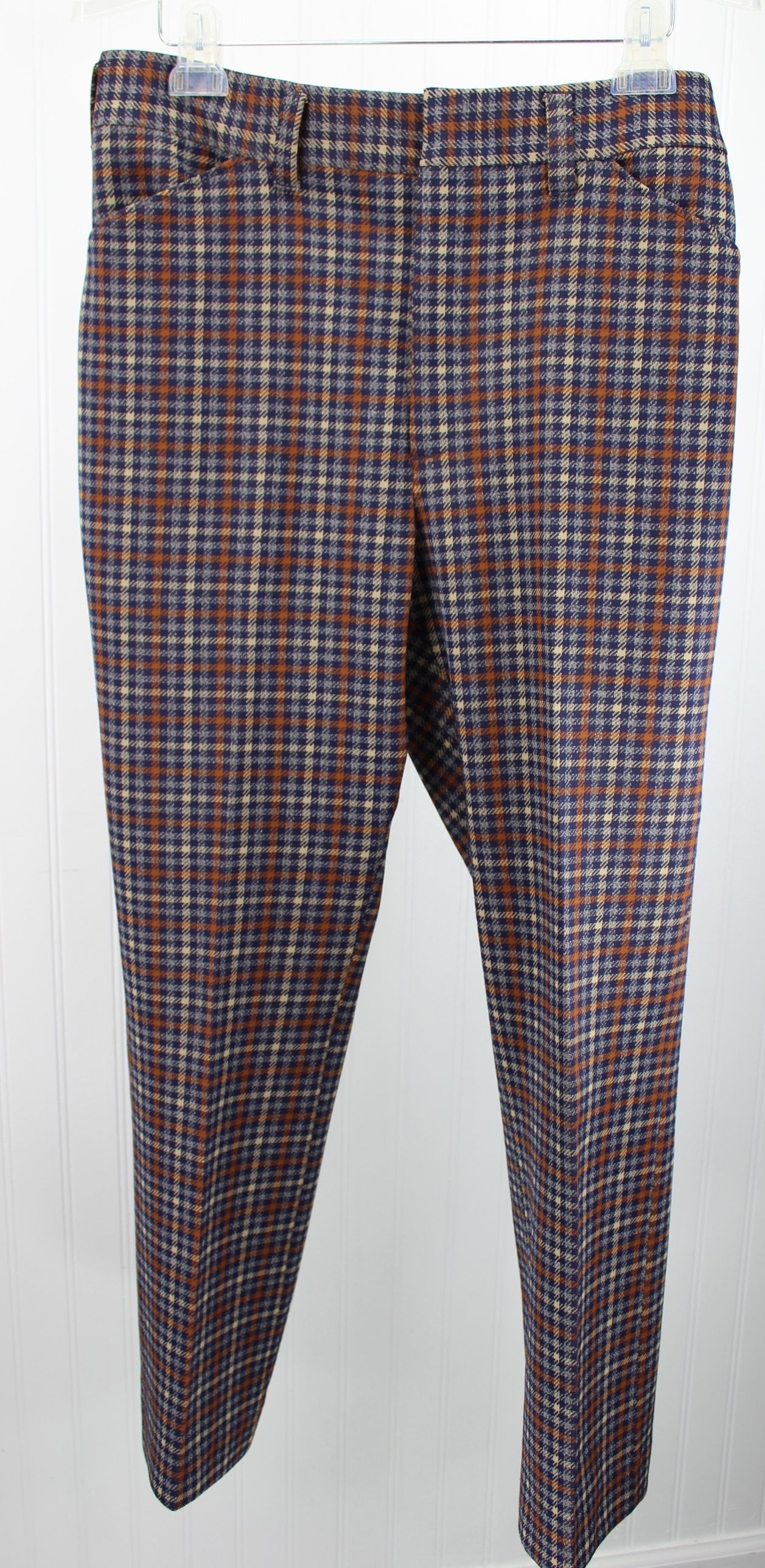 Puritan Men's Pants Trousers Vintage 1960s Blue Rust Houndstooth True Retro