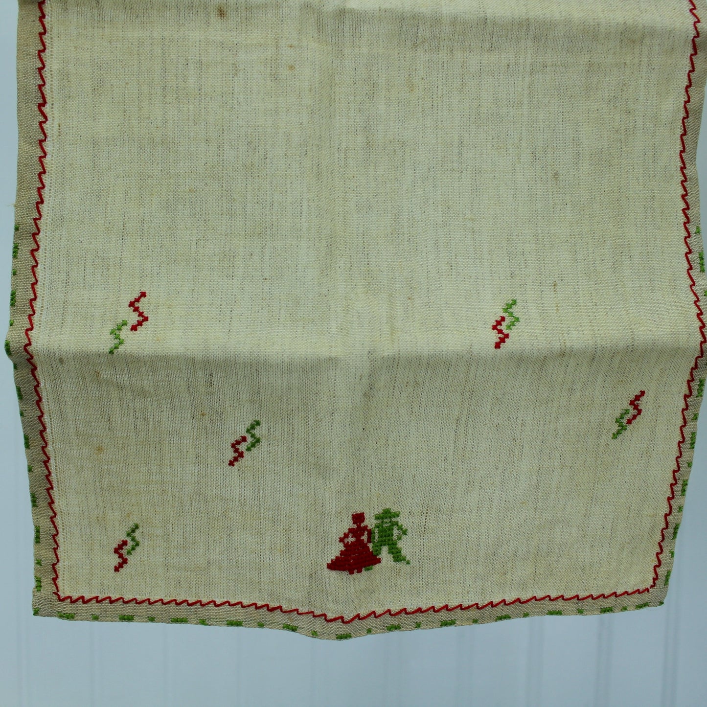 Antique Pair Ecru Fine Linen Towels Cloths Early Cross Stitch Fancy Hem Hand Work single version photo towels