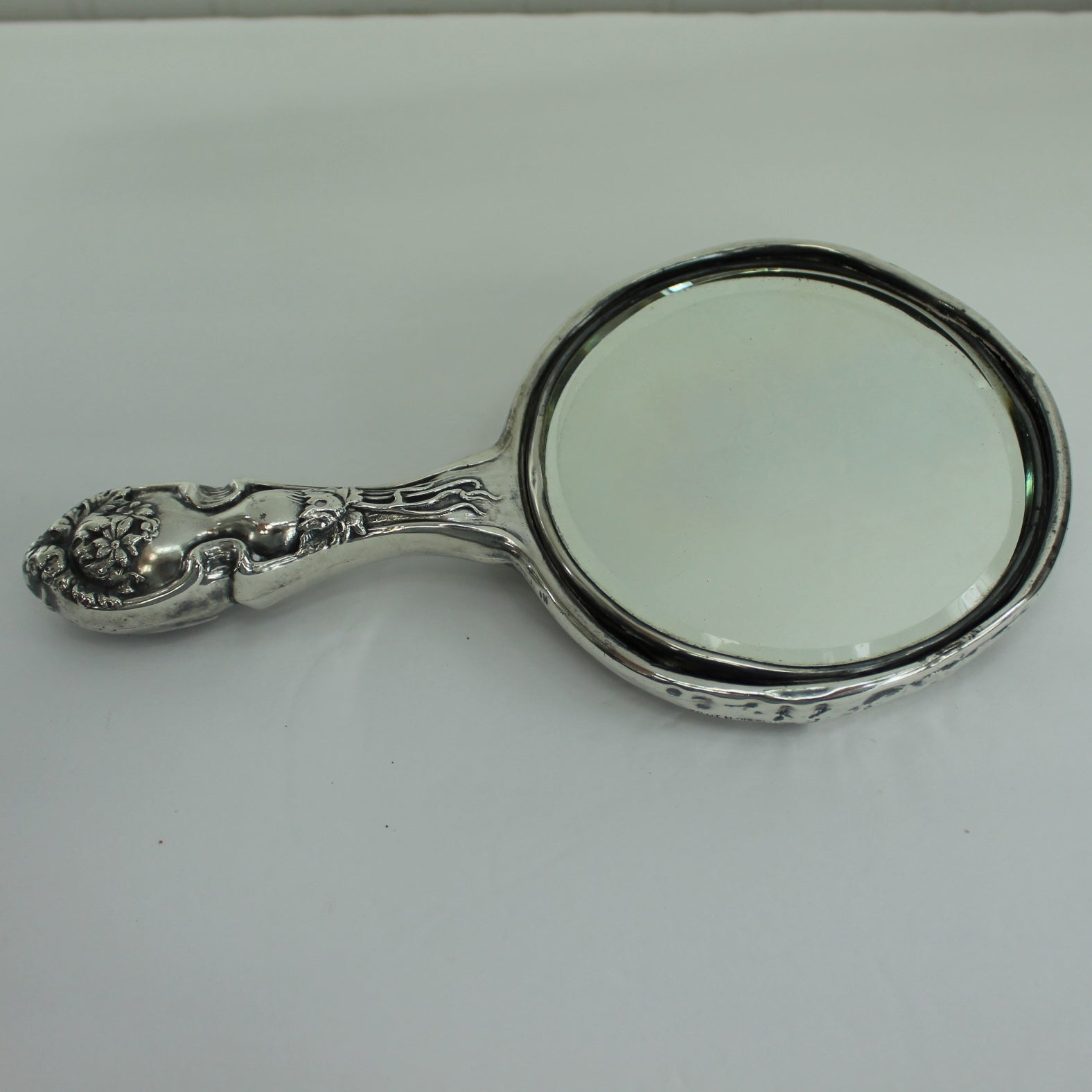 1900's Antique Art Nouveau Silver plated Repousse Hand Mirror | outlet Edwardian Era Lily of Valley Vanity Silverplated Mirror Victorian Vintage