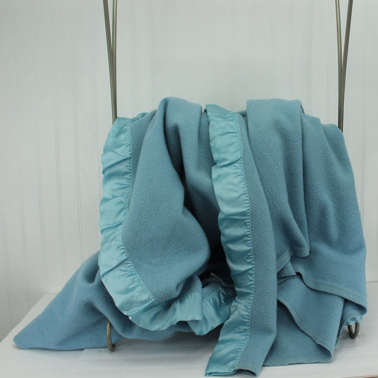 Copy of Faribo Wool Sky Blue Blanket Satin Binding 80" X 82"