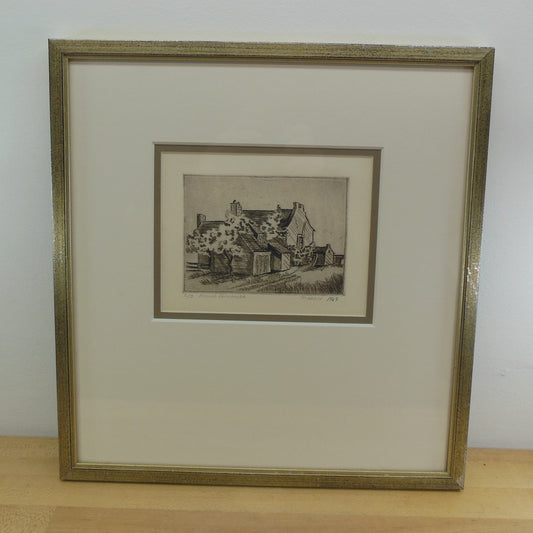 P. Isbell Signed 1969 Framed Print Art "French Farmhouse"