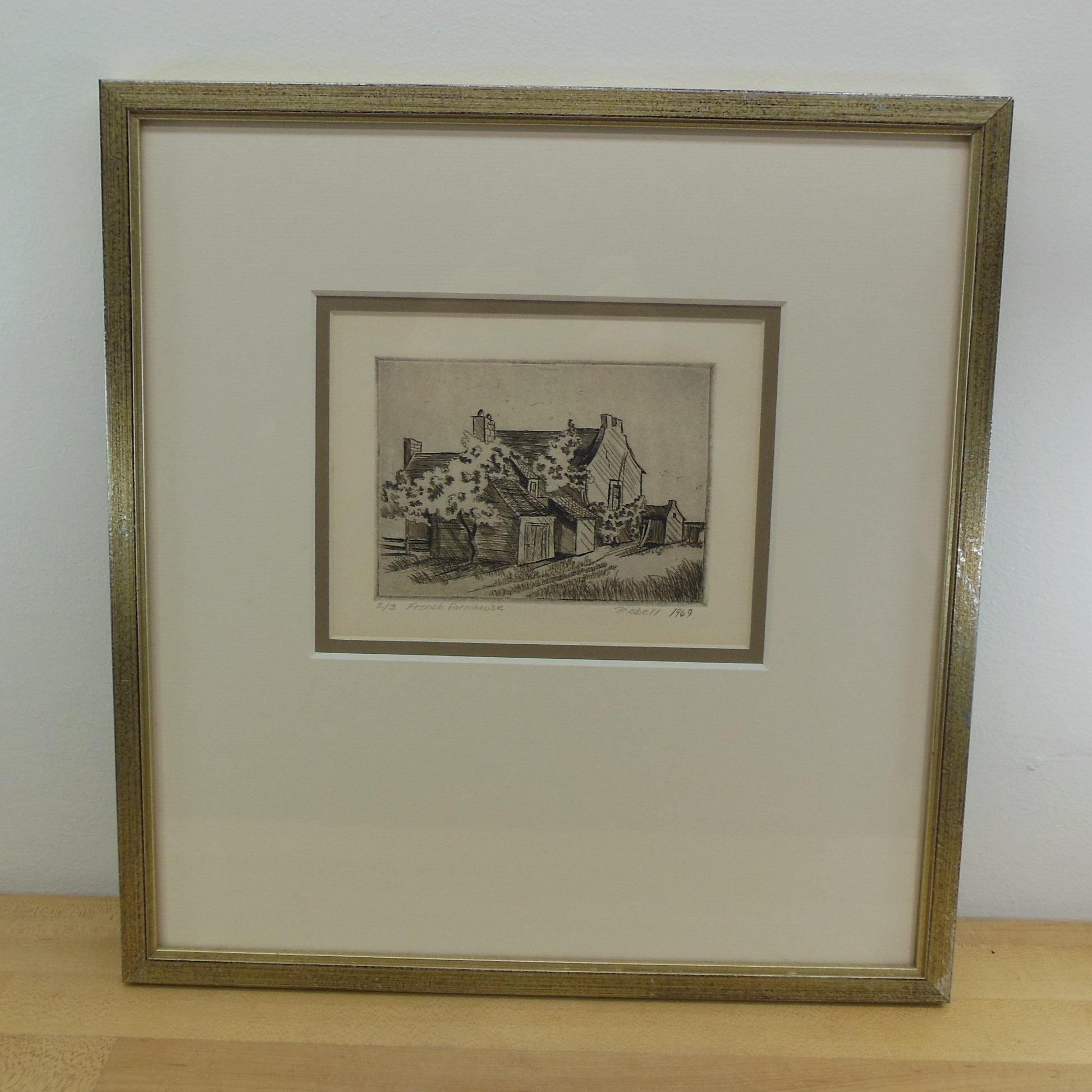 P. Isbell Signed 1969 Framed Print Art "French Farmhouse"