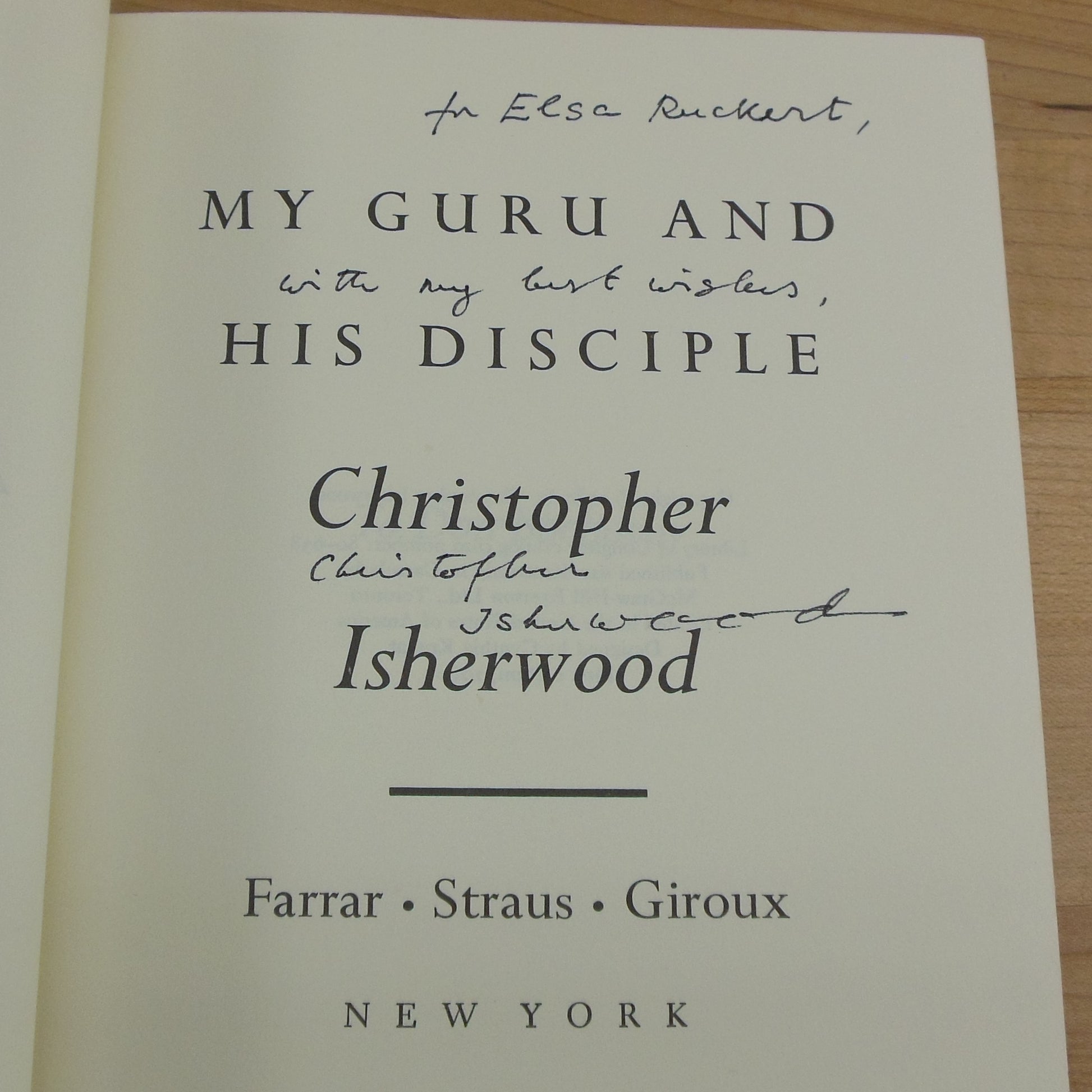 My Guru and His Disciple - Christopher Isherwood Signed 1980 First Ed. Used