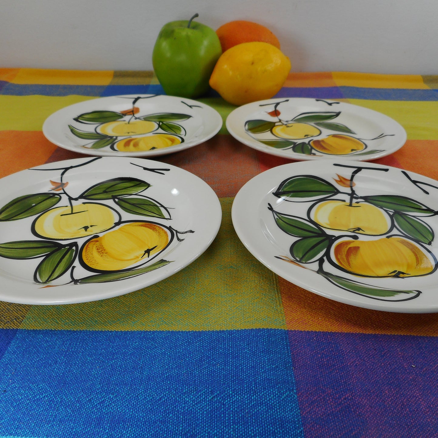 Island Worcester Jamaica Yellow Fruit Bread & Butter Plates Vintage