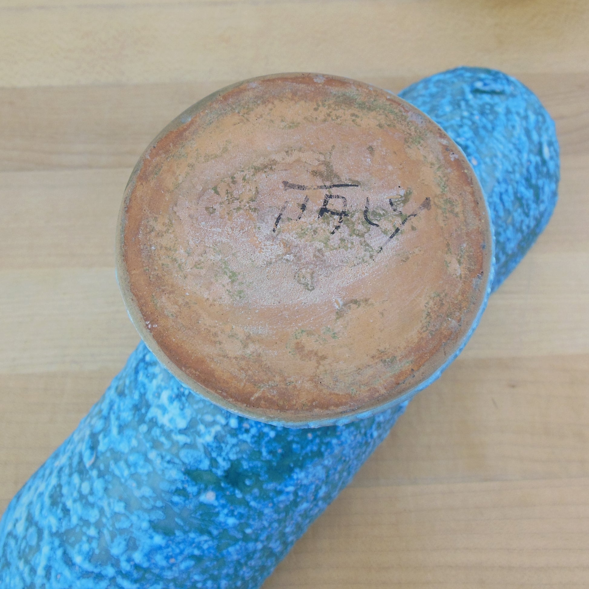 Raymor Rosenthal Era Italy Chunky Lava Pottery Planter Aqua Turquoise Signed
