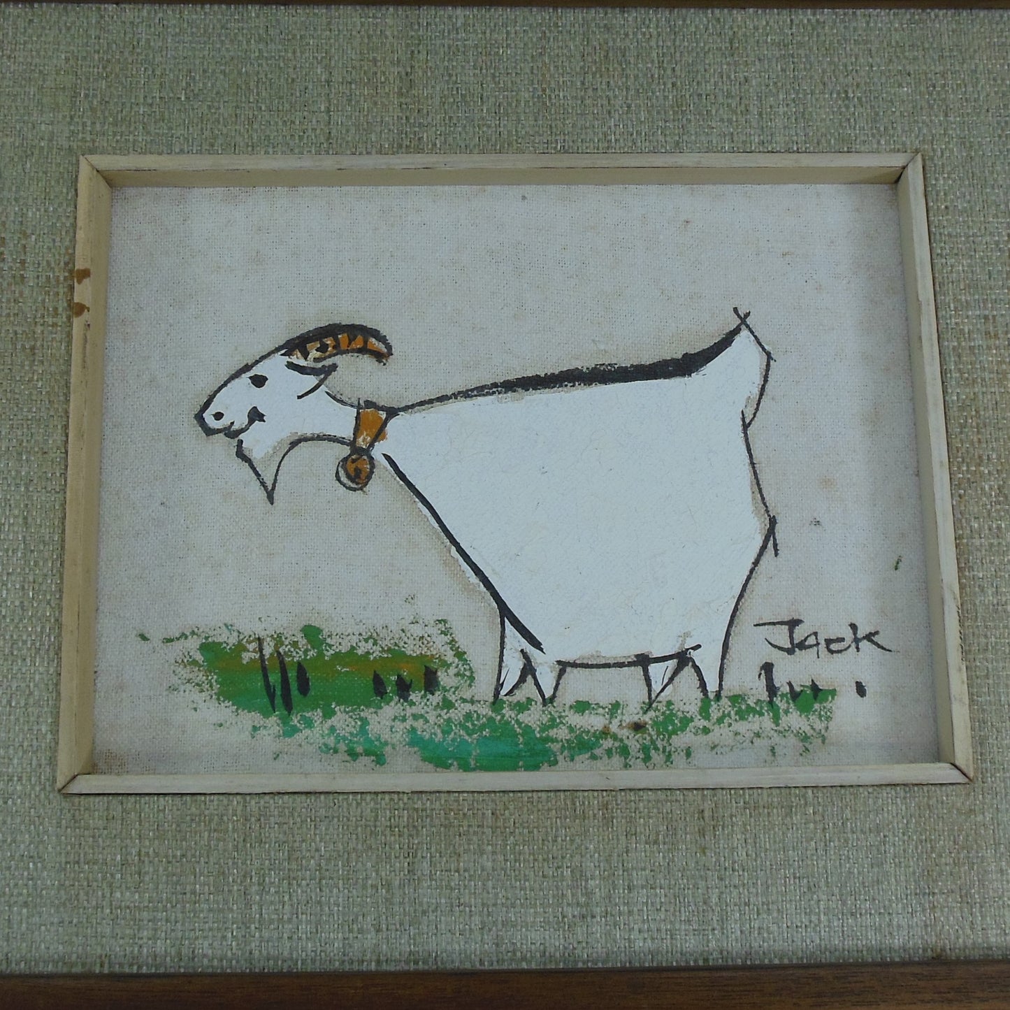 Jack Fang 1960's Whimsical Animal Paintings Goat Pig Cat Owls Signed