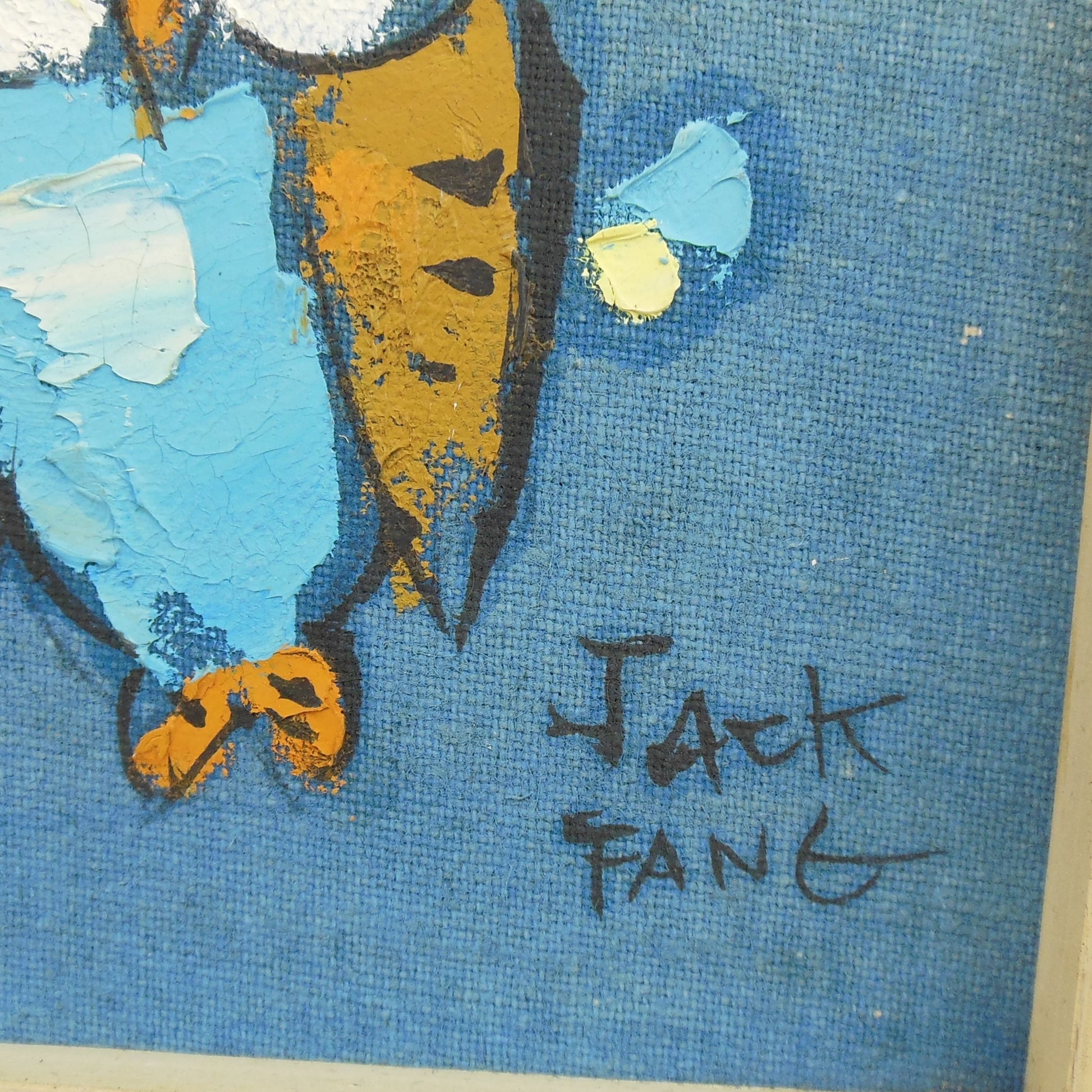 Jack Fang 1960's Whimsical Animal Paintings Goat Pig Cat Owls Signature