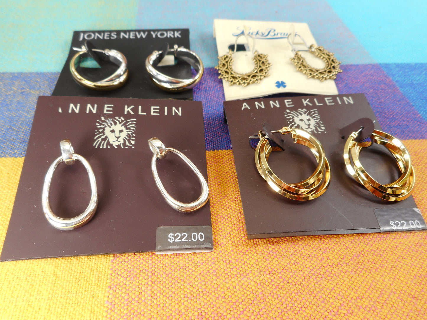 Macy's NWT 4 Lot Earrings - Anne Klein Jones NY Lucky - Gold Silver Tone New