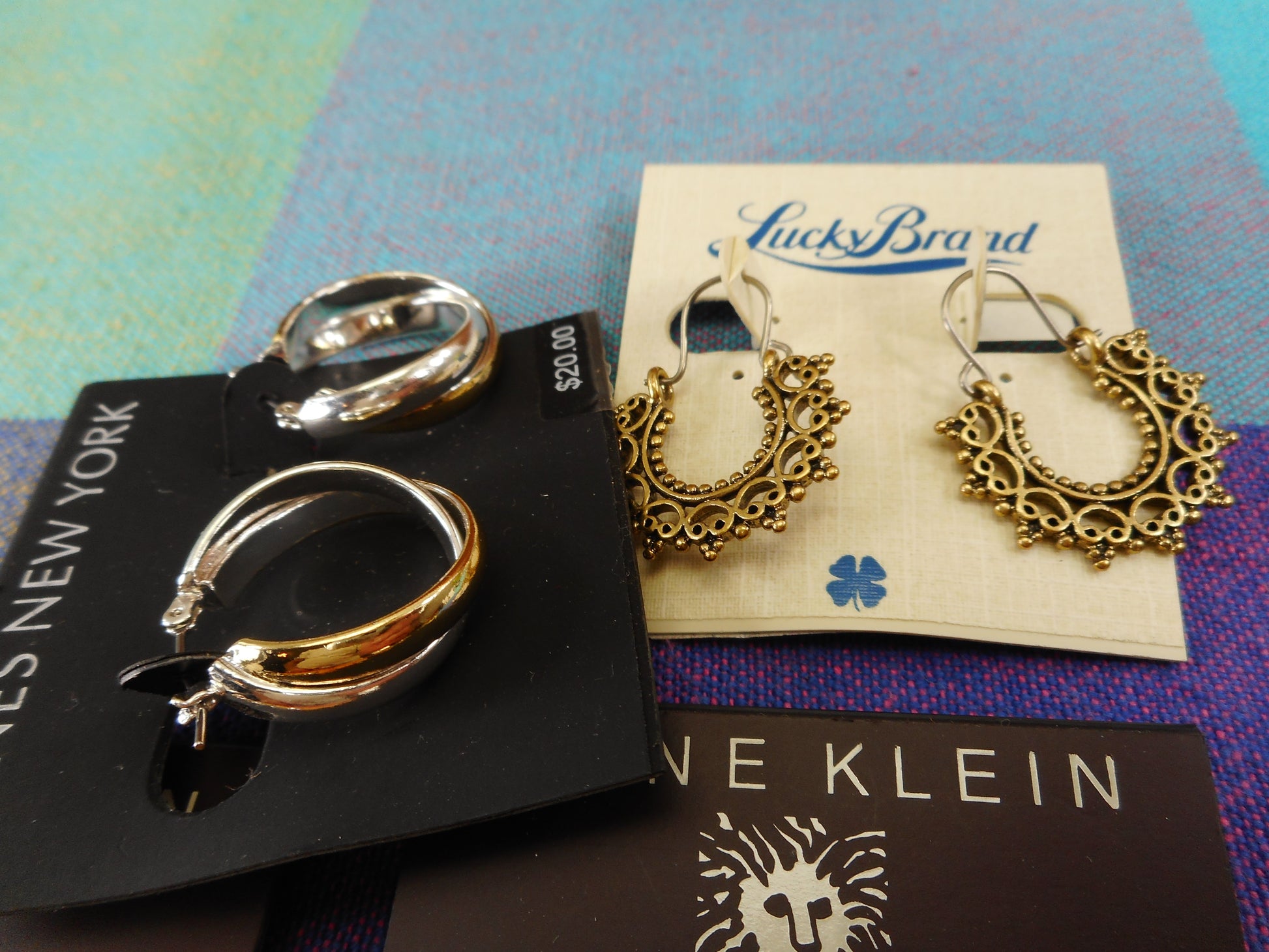 Macy's NWT 4 Lot Earrings - Anne Klein Jones NY Lucky - Gold Silver Tone Estate Jewelry