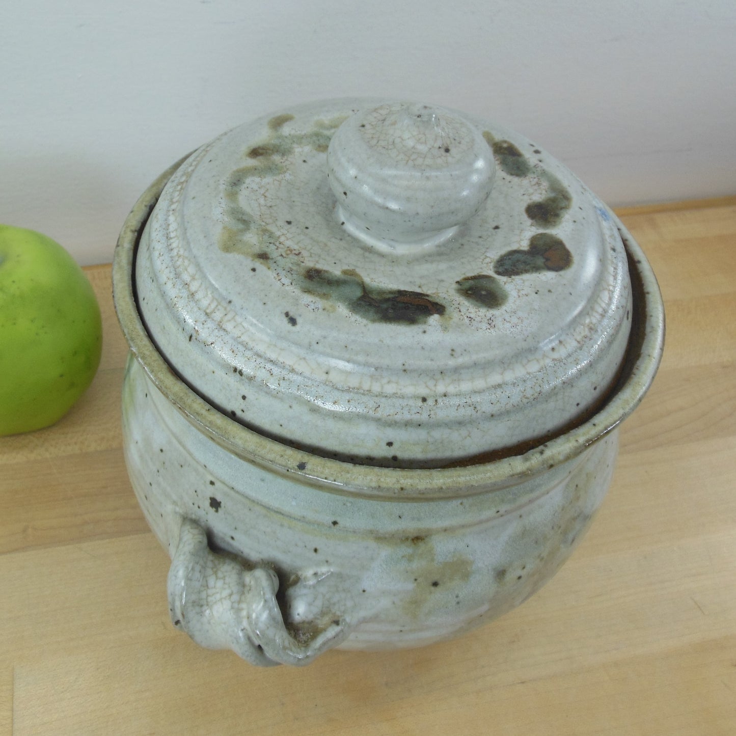 Fritz? Signed Stoneware Pottery Lidded Jar Pot Vintage