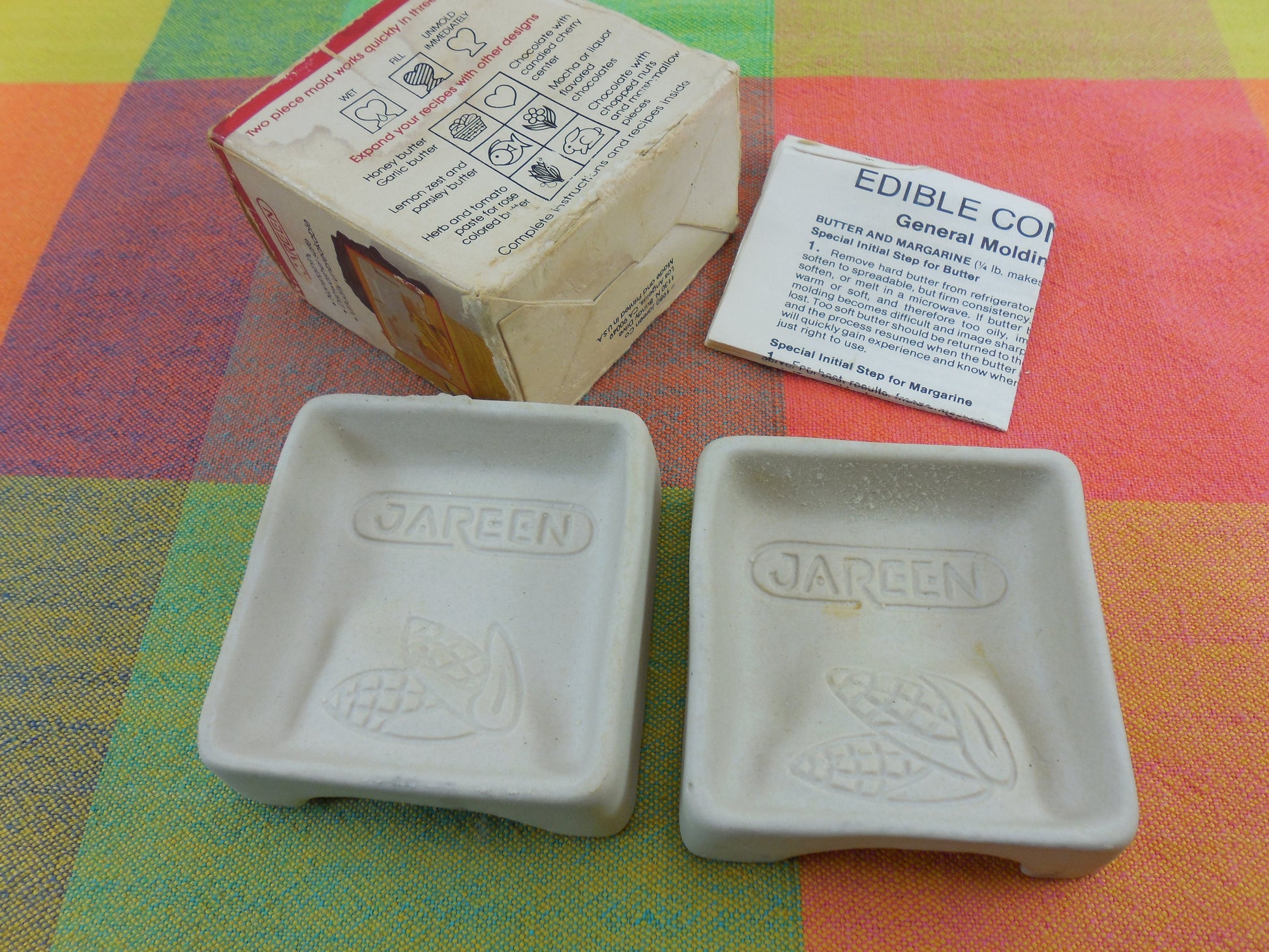 Jareen Edible Compliments Boxed Porcelain Mold Butter Chocolate - Corn Cob - Vintage 1980 with instructions
