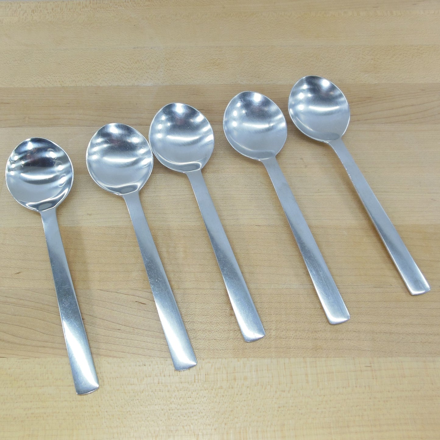 George Jensen Denmark Stainless New York Flatware - 5 Soup Spoons