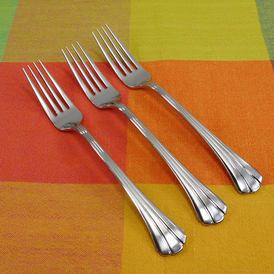 Kirk Stieff Japan Stainless Satin Flutes - 3 Dinner Forks