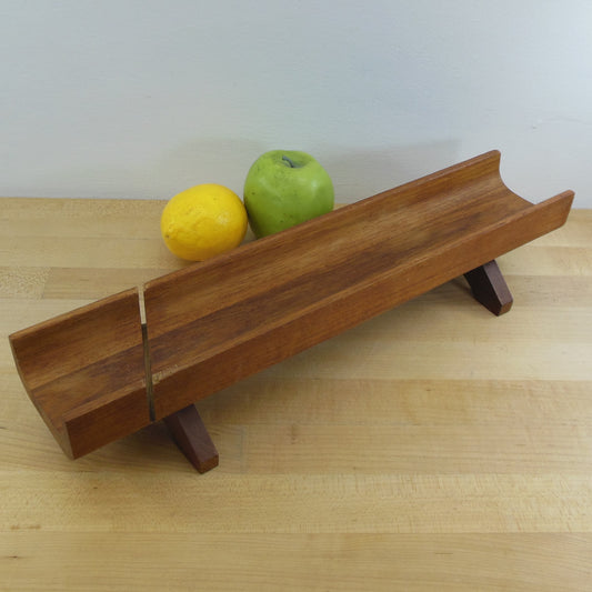 Kalmar Thailand Teak Wood Baguette French Bread Loaf Slicing Stand Tray