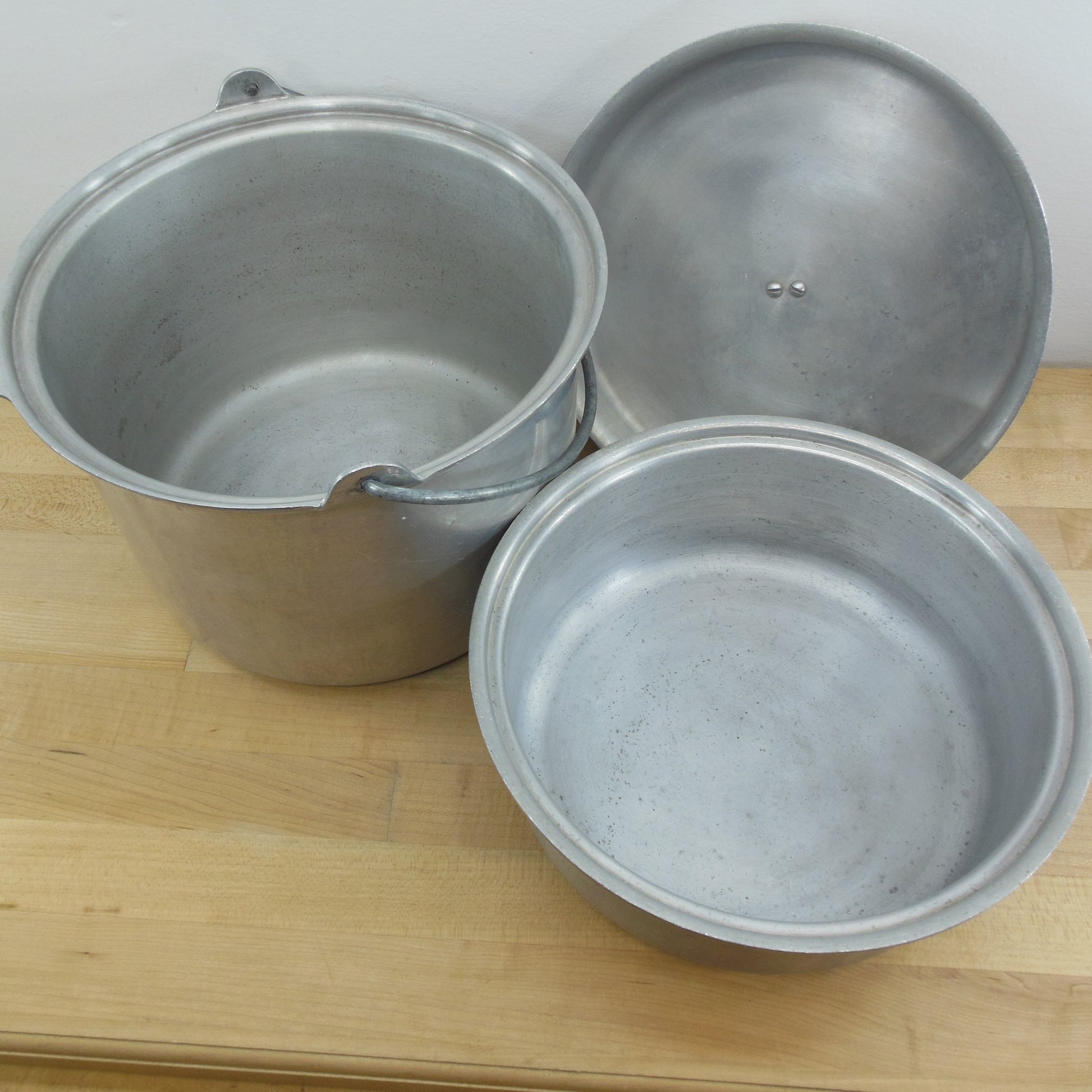 VTG Kitchen Craft Aluminum Cookware Skillet Double Broiler 3qt, 2.5 qt pot