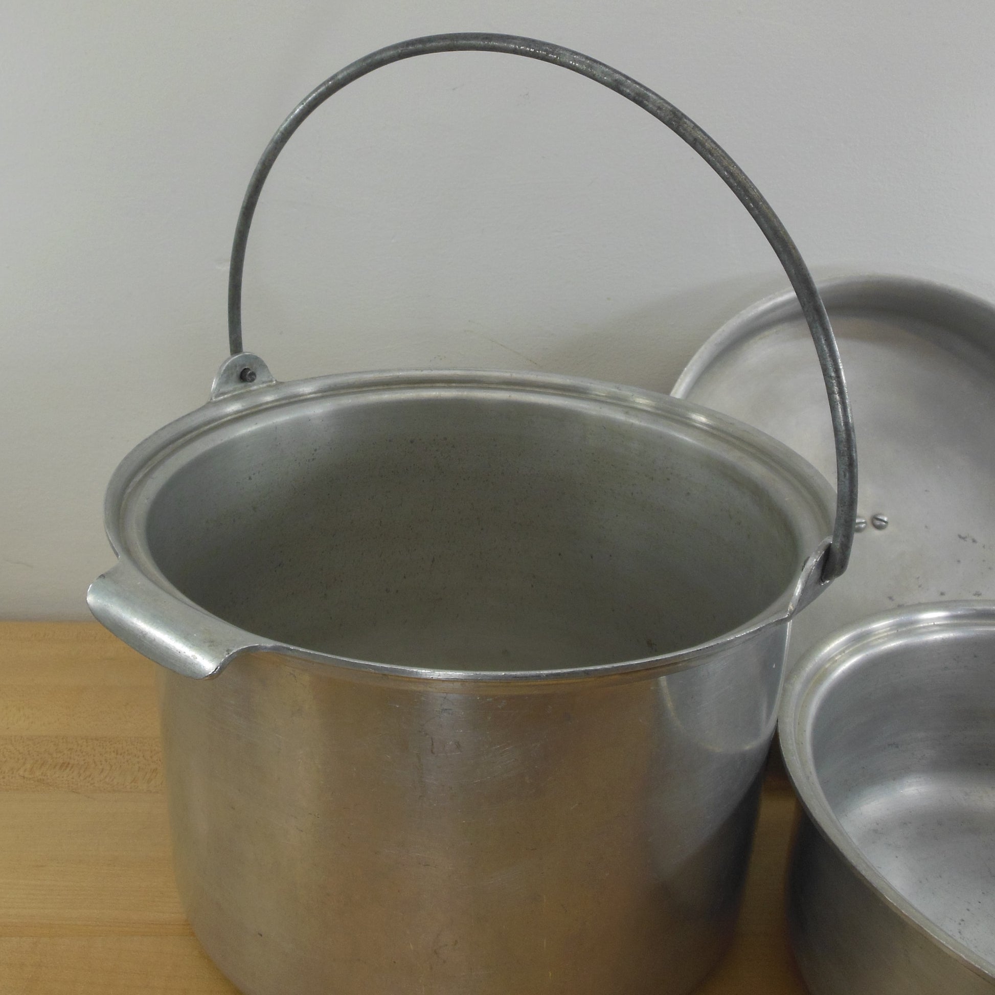 Kitchen Craft USA Aluminum 8 Quart Stock Soup Pot, Lid, Double Boiler Vintage
