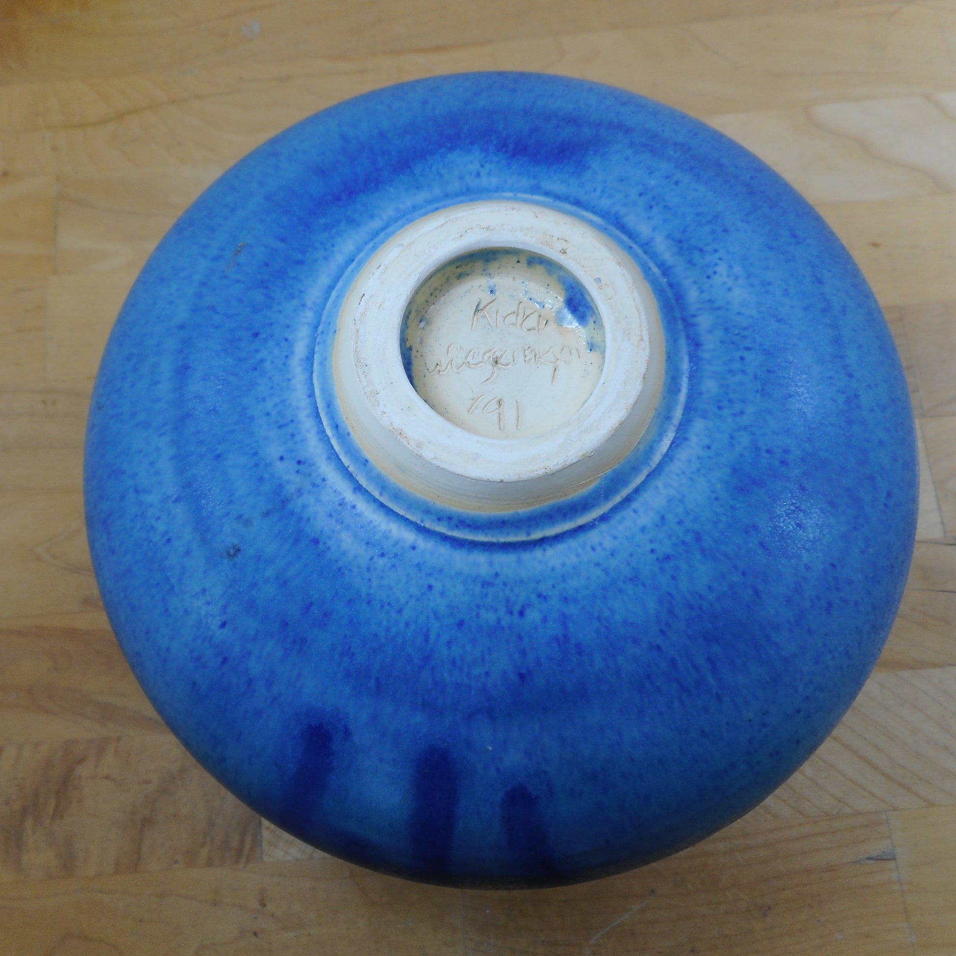 Kidd Wiesenmeyer 1991 Signed  Art Pottery Basket Vase Woven